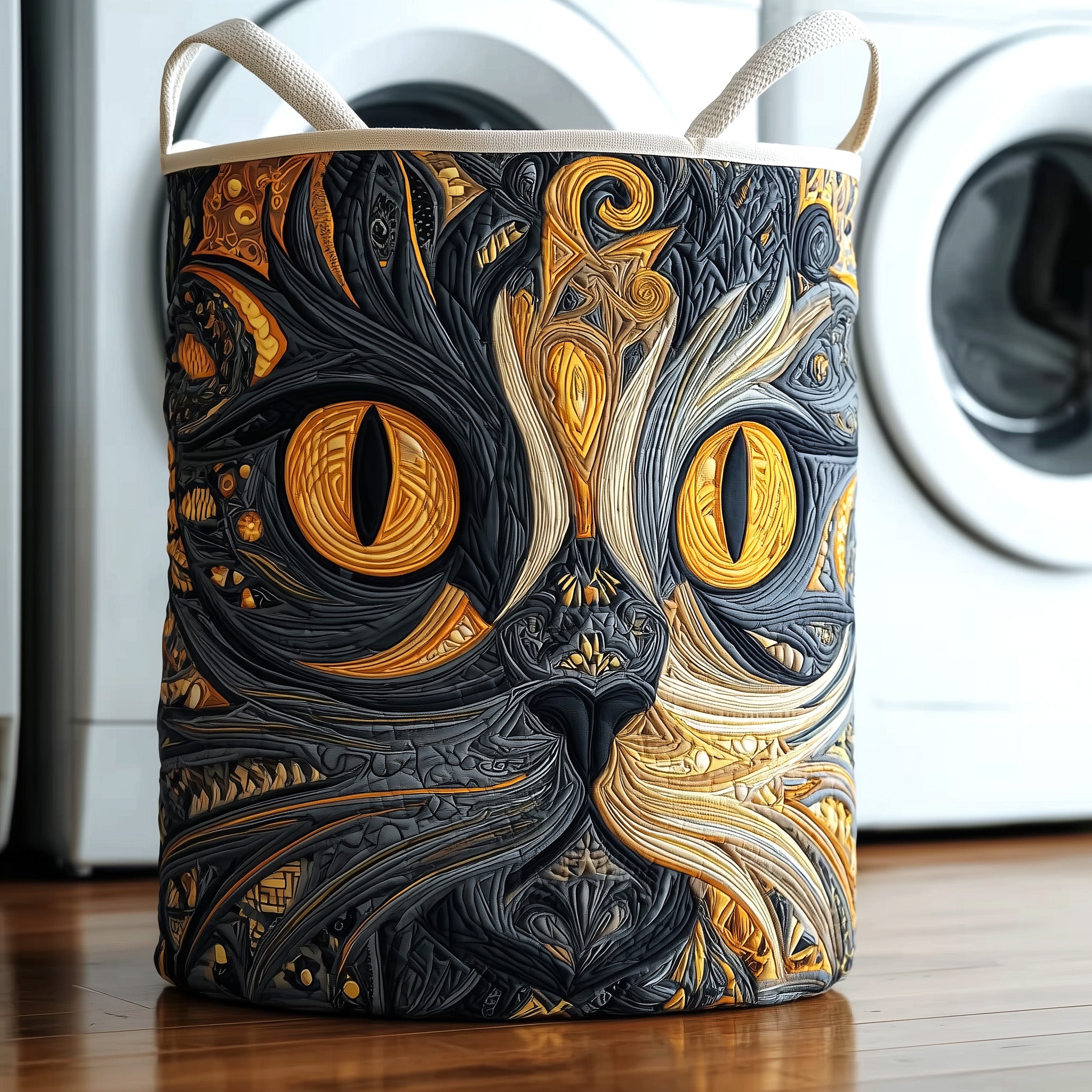 Dreamy Cat Quilted Laundry Basket Holiday Gift For Laundry Lovers