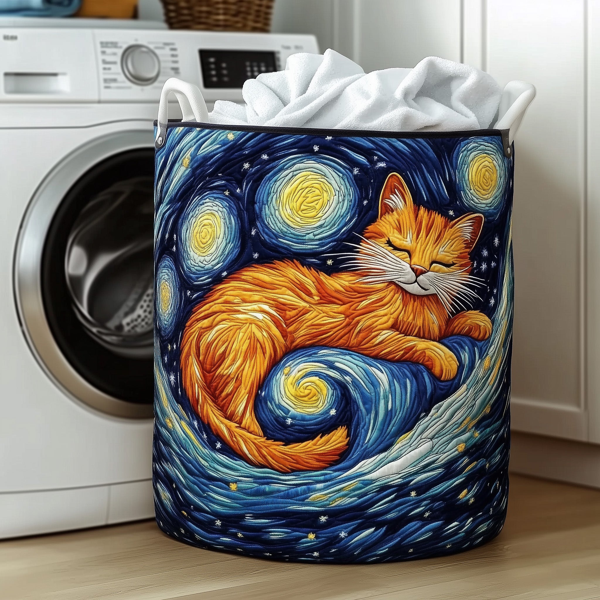 Dreamy Cat Quilted Laundry Basket Ideal Gift For Mom