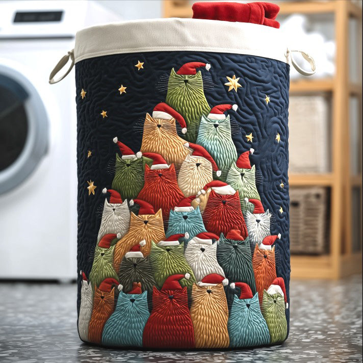 Dreamy Cat Quilted Laundry Basket New Year Merch Gift