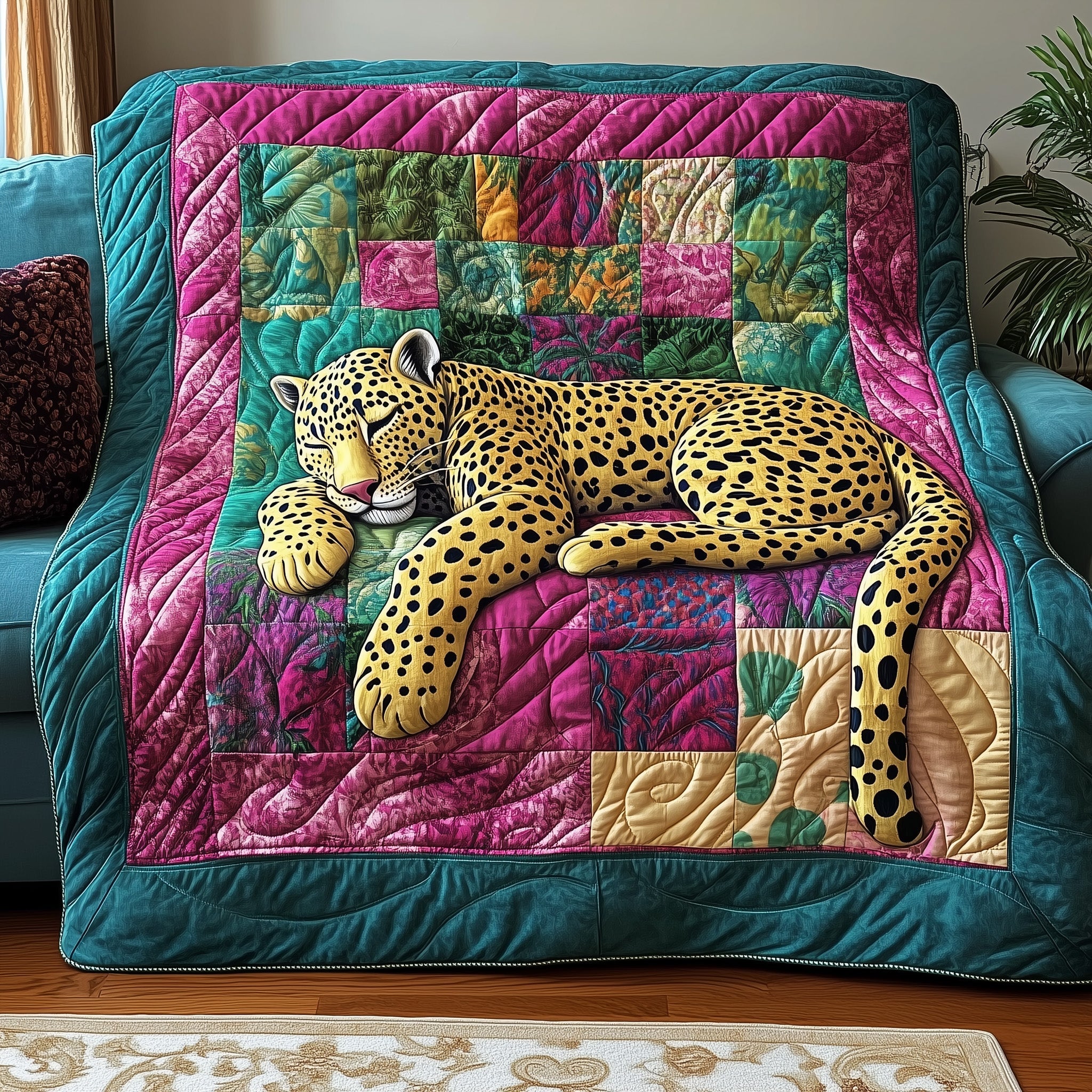 Dreamy Cheetah Snuggle Quilted Blanket Couch Throw BlanketXmas Gifts For Mother In Law