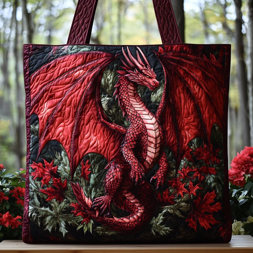 Dreamy Dragon Quilted Tote Bag Unusual Dragonfly Gifts