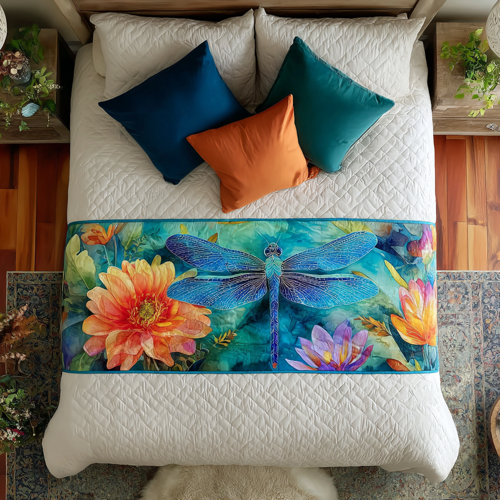 Dreamy Dragonfly Quilted Bed Runner Bedroom Decorations Dragonfly Christmas Gifts