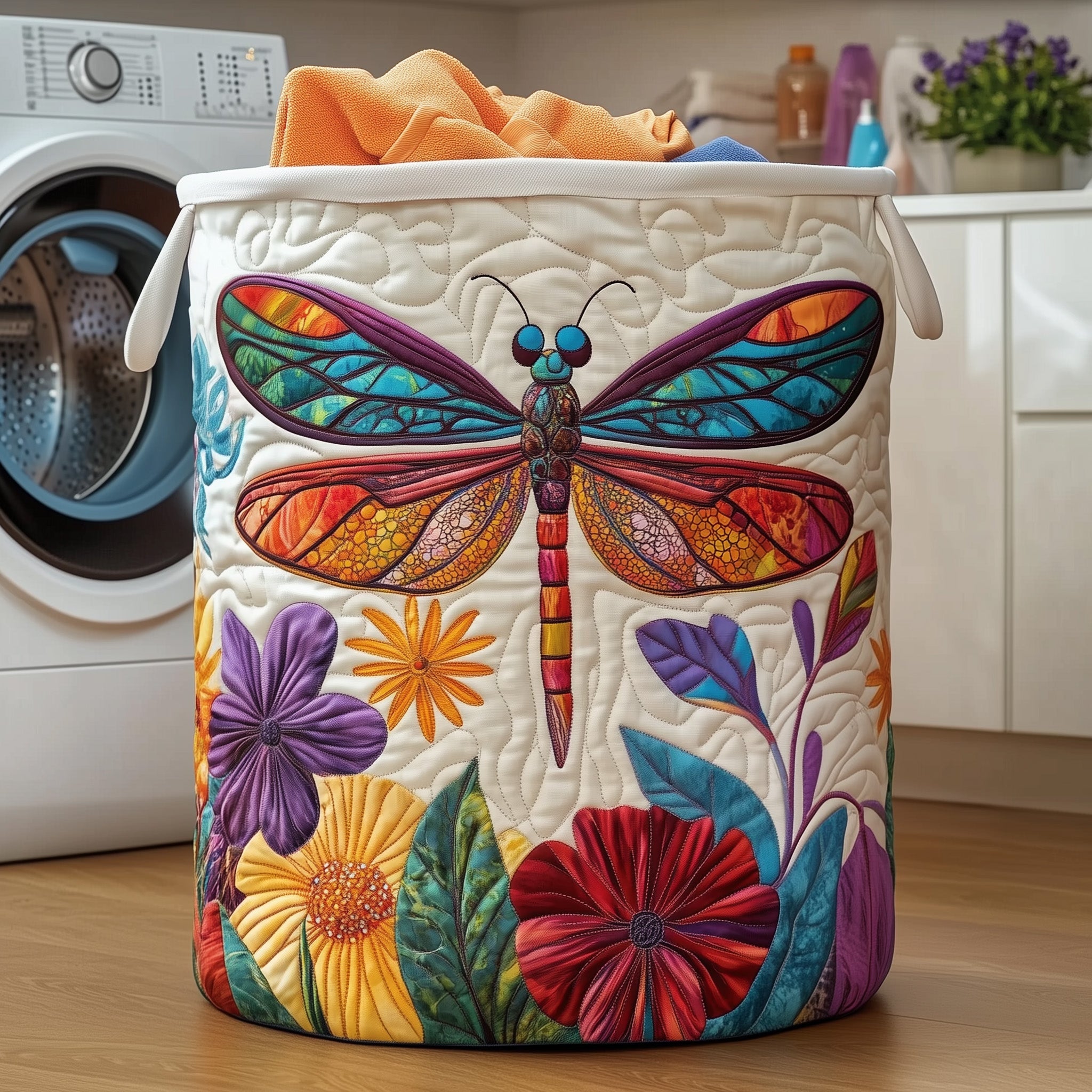 Dreamy Dragonfly Quilted Laundry Basket Gftotg386 Ideal Gift For Mom