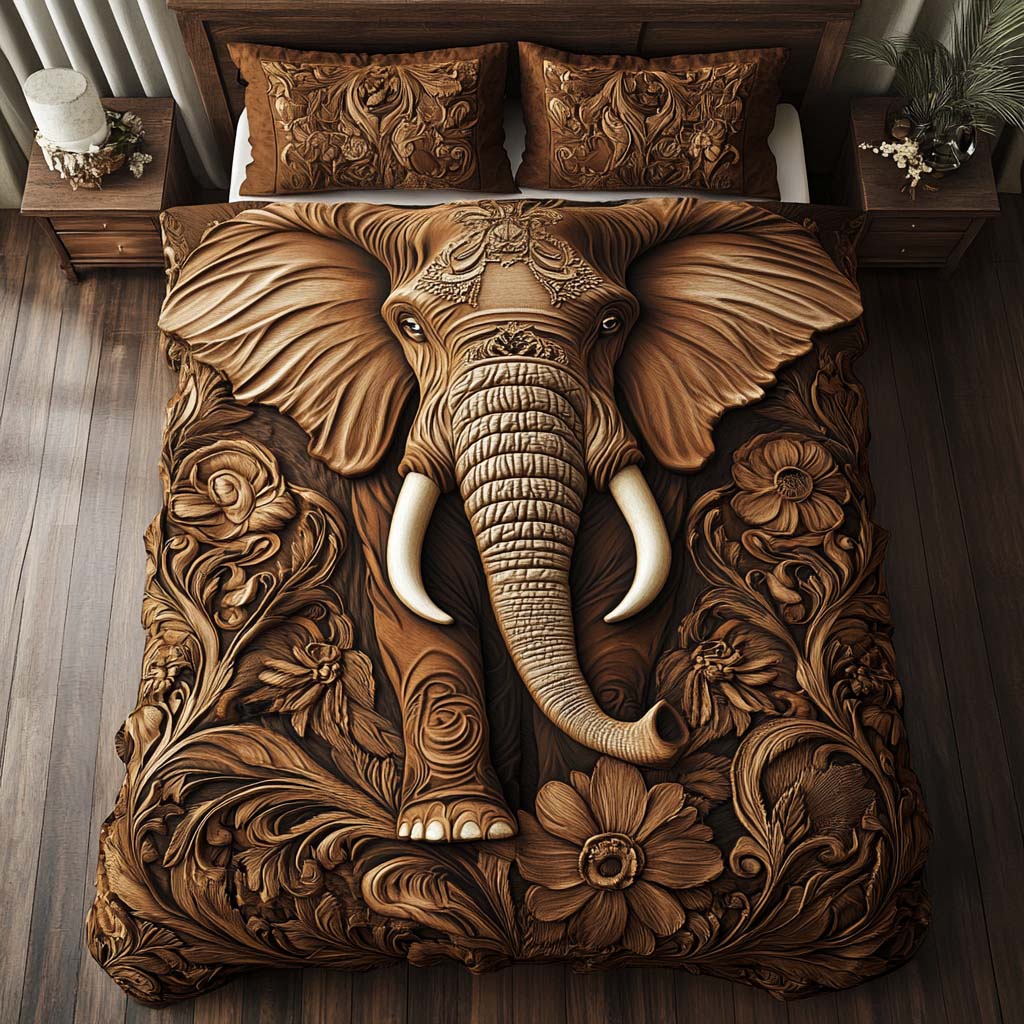 Dreamy Elephant Quilted Bedding Set Christmas Bedding Duvet Cover Best Elephant Presents Birthday
