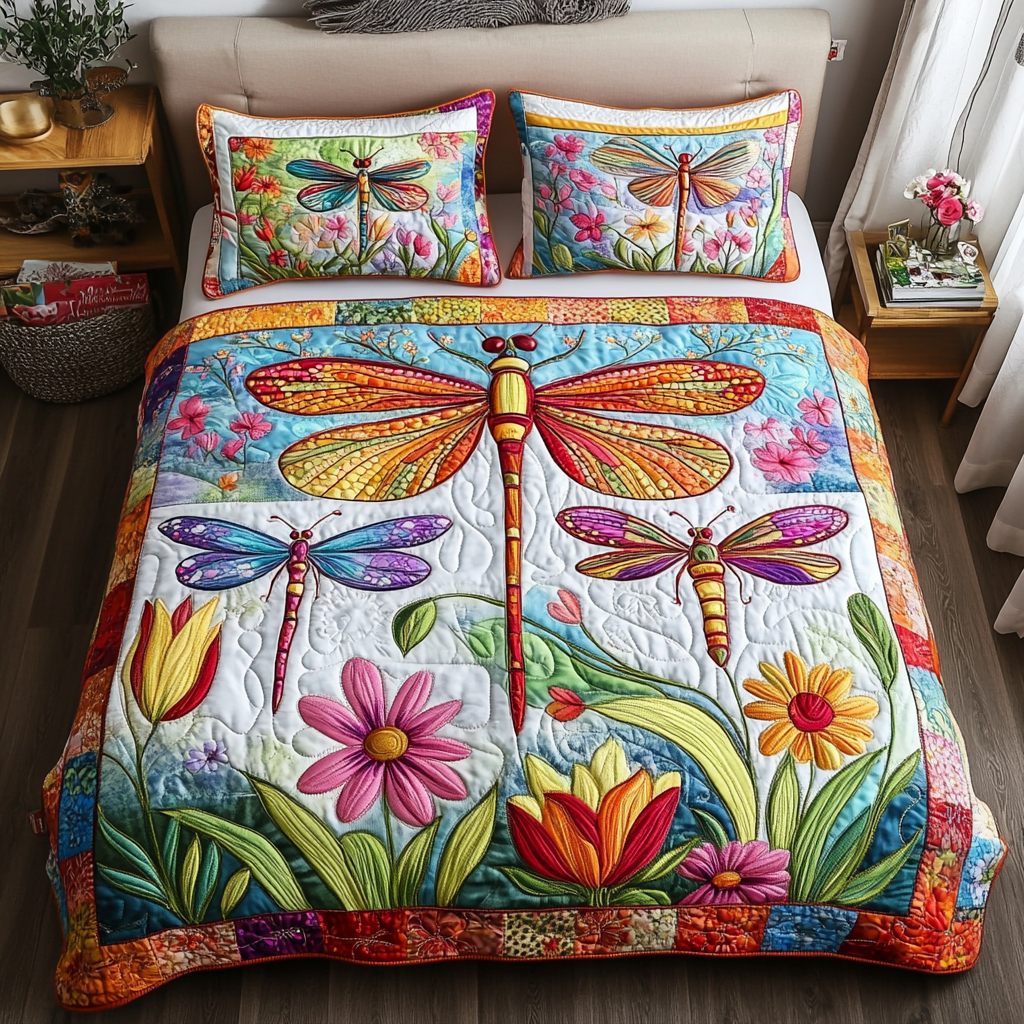 Dreamy Flora Quilted Bedding Set Luxury Bed Sheet Gift Set for Ultimate Comfort