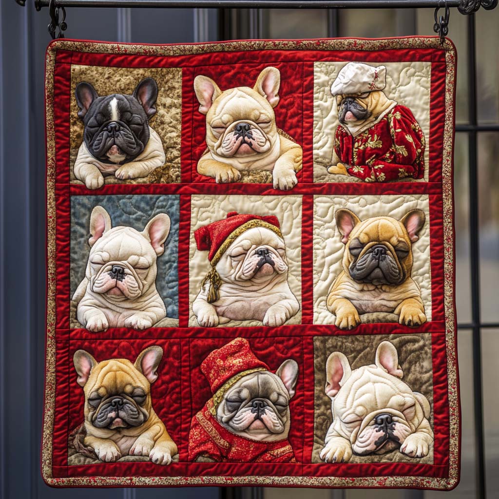 Dreamy Frenchies Quilted Blanket Gifts For French Bulldog Owners