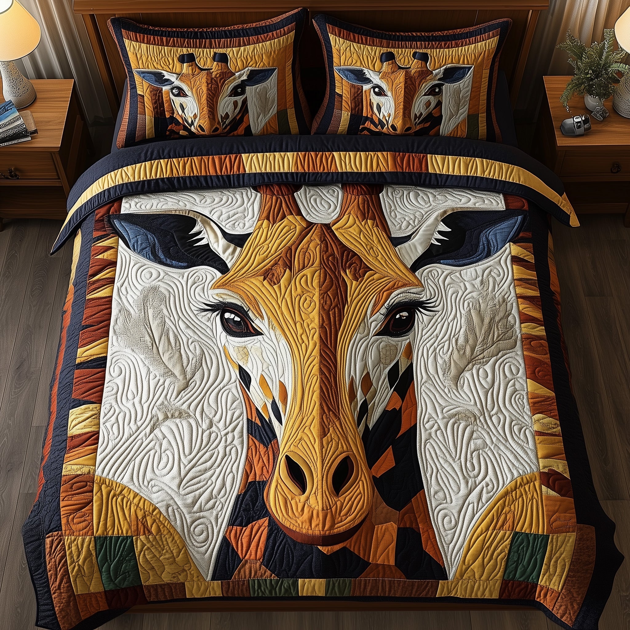 Dreamy Giraffe Quilted Bedding Set Duvet Cover Bedspread Xmas Gift Ideas For Wife