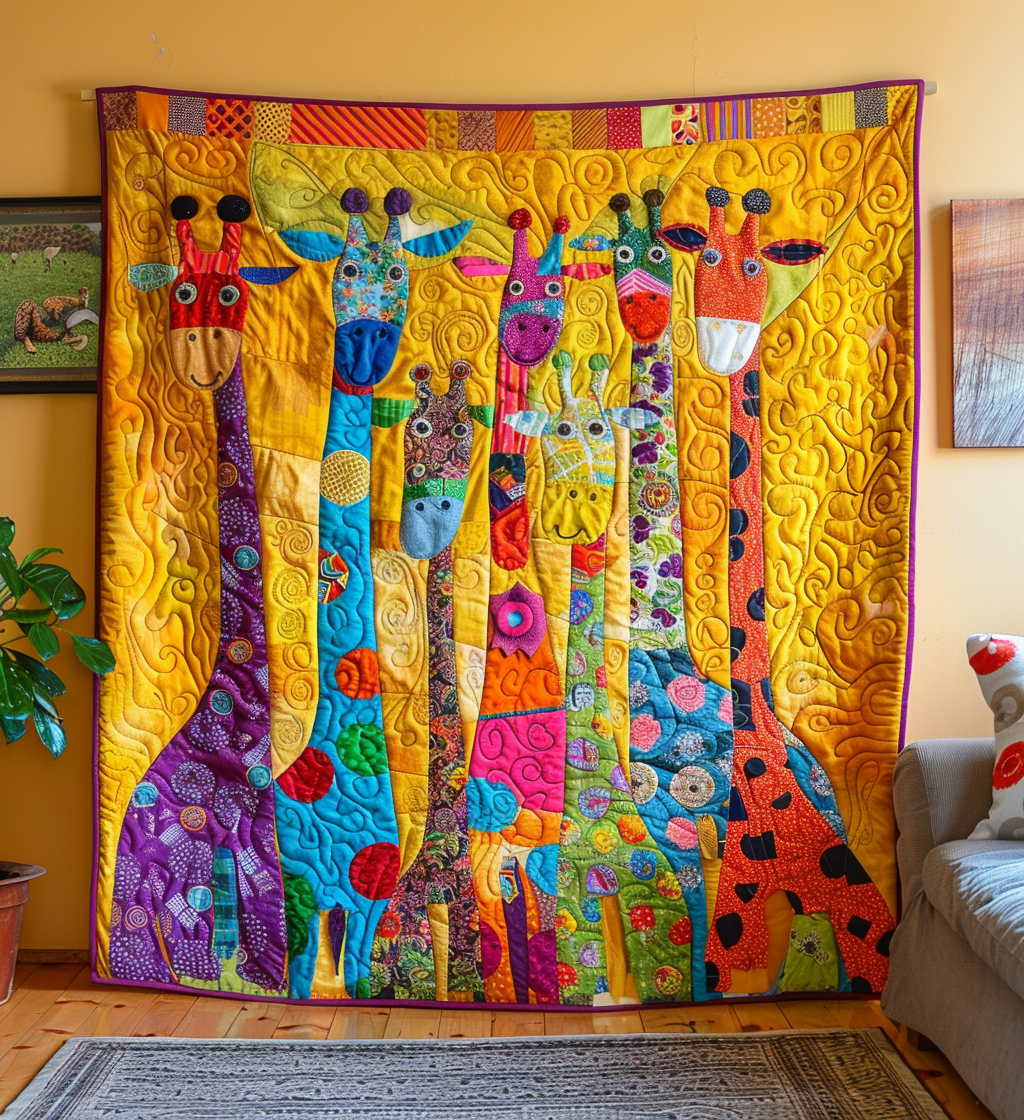 Dreamy Giraffe Quilted Blanket Presents For Giraffe Lovers