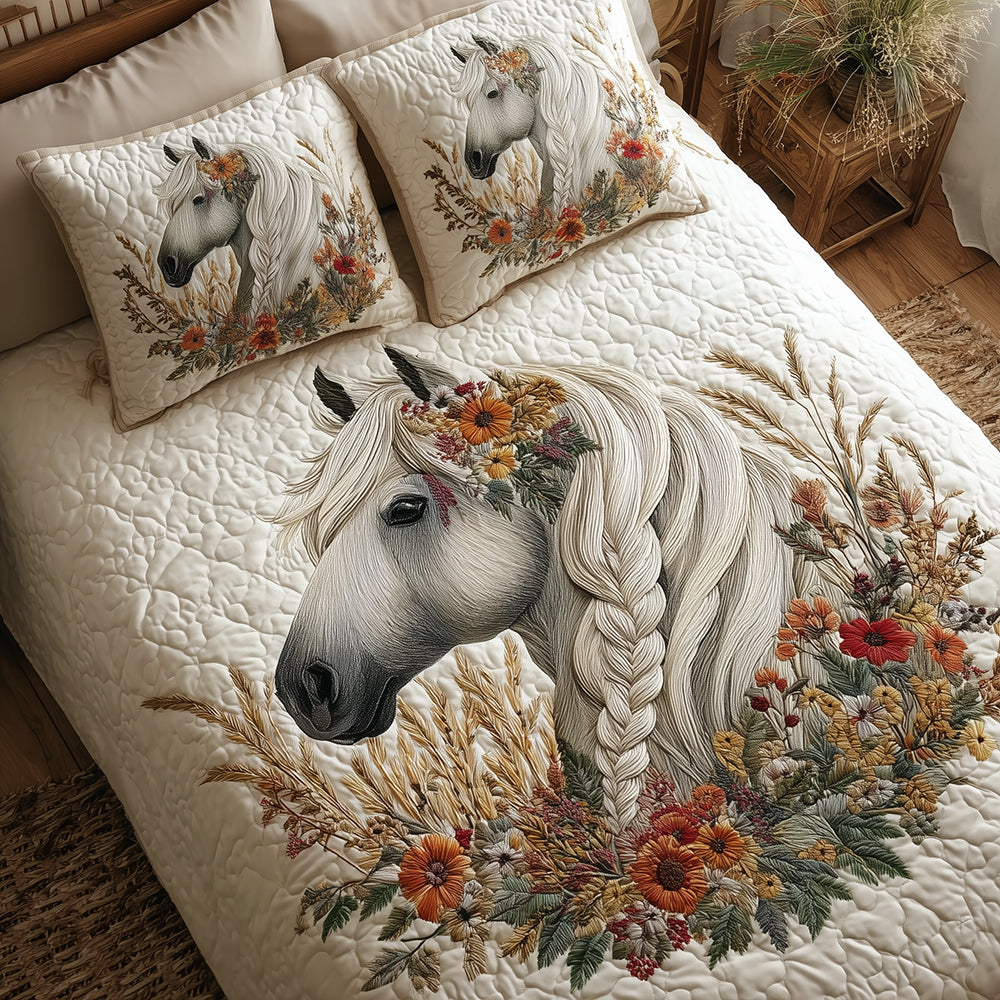 Dreamy Horse Horizon Quilted Bedding Set Cozy Bedroom Decor Gifts For Horse Lovers