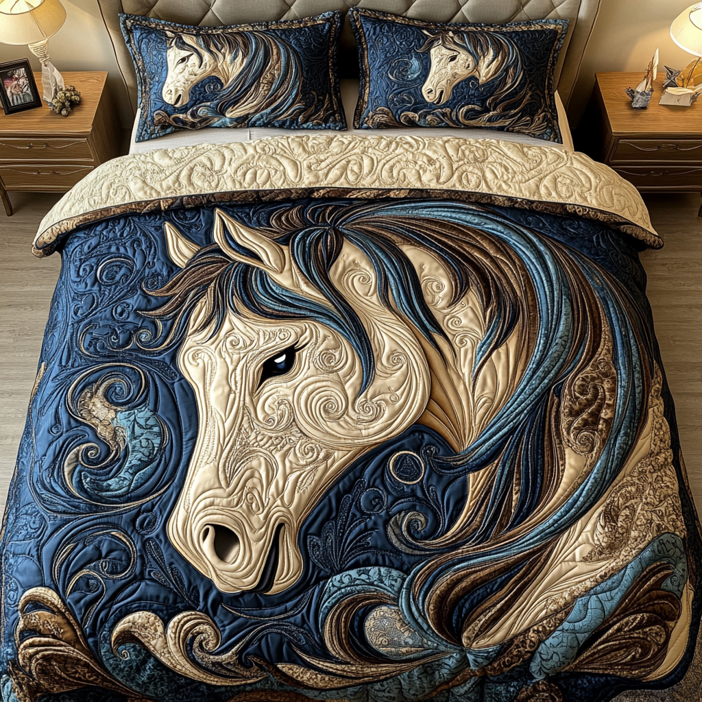 Dreamy Horse Quilted Bedding Set Best Bed Sheet Set Christmas Gifts For Horse Lovers