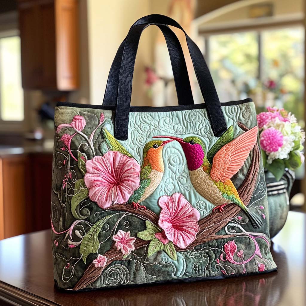 Dreamy Hummingbird Trail Quilted Tote Bag Gift Ideas For Bird Lovers