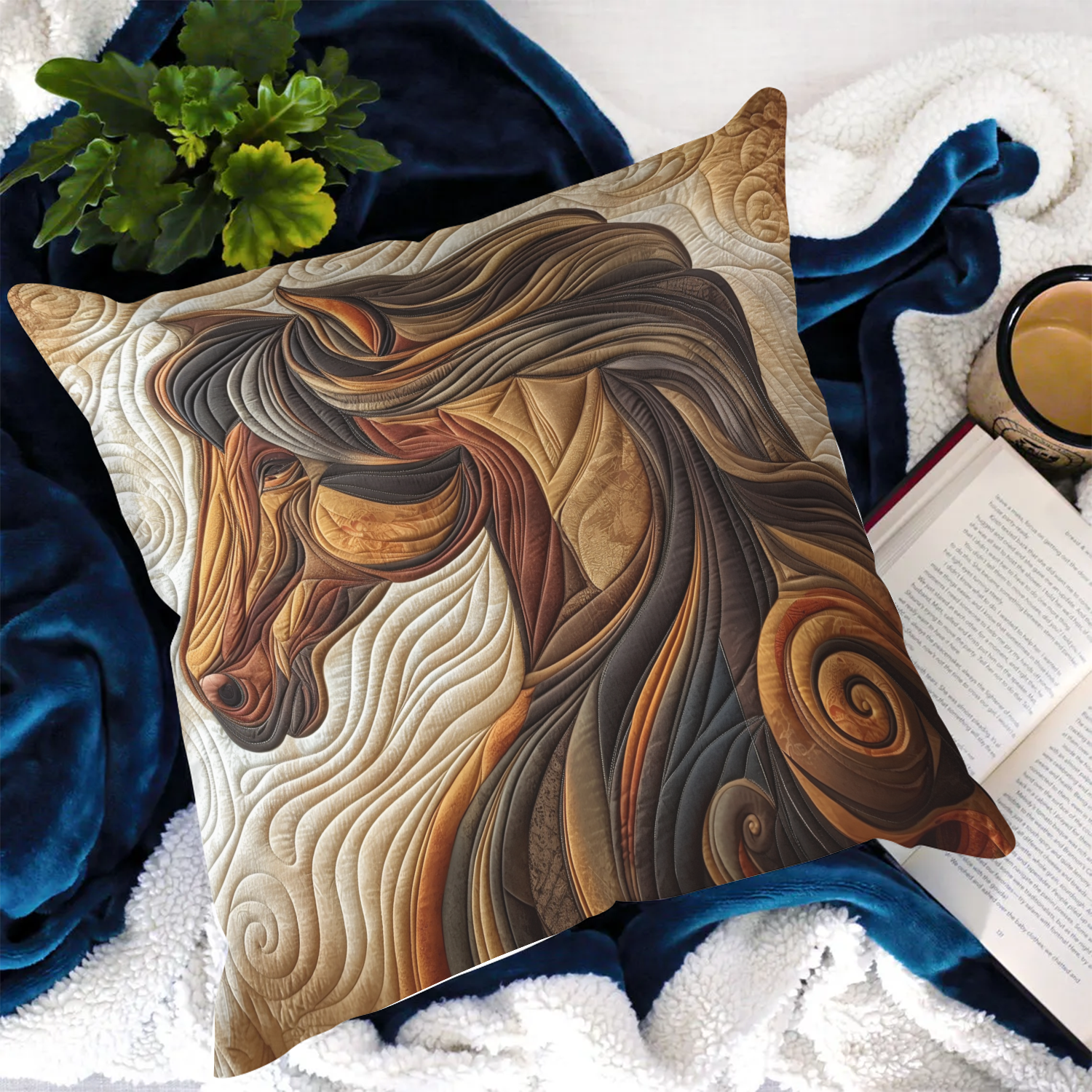 Dreamy Mane Horse Quilted Pillow Case Merry Christmas Cushion Cover