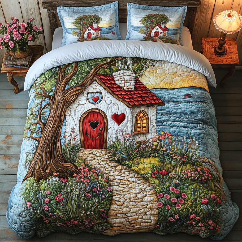 Dreamy Pathway Quilted Bedding Set Trendy Bedding Set for Bedroom Makeover