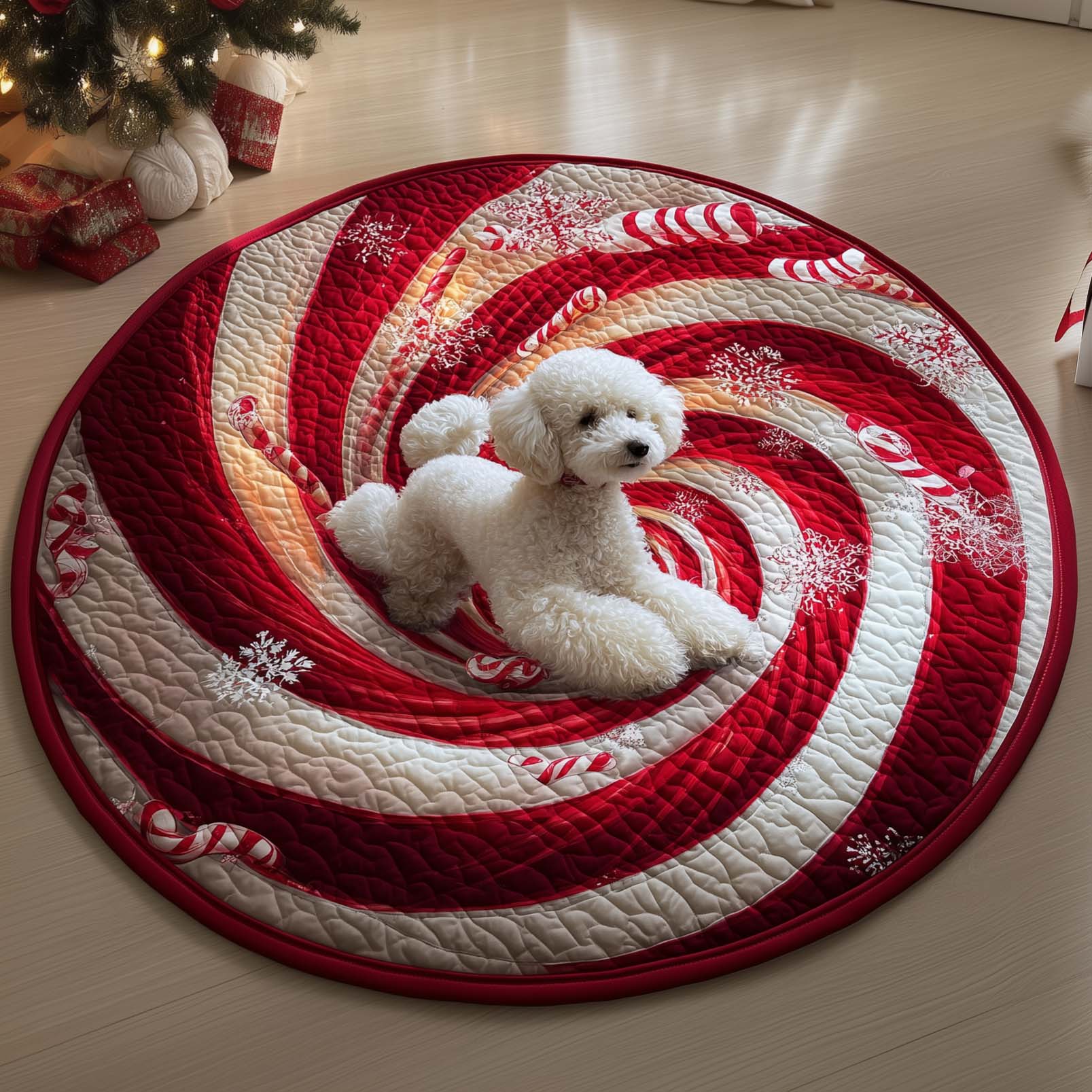 Dreamy Poodle Quilted Round Mat Gftoqm82 Luxury Quilted Round Mat for Stylish Homes
