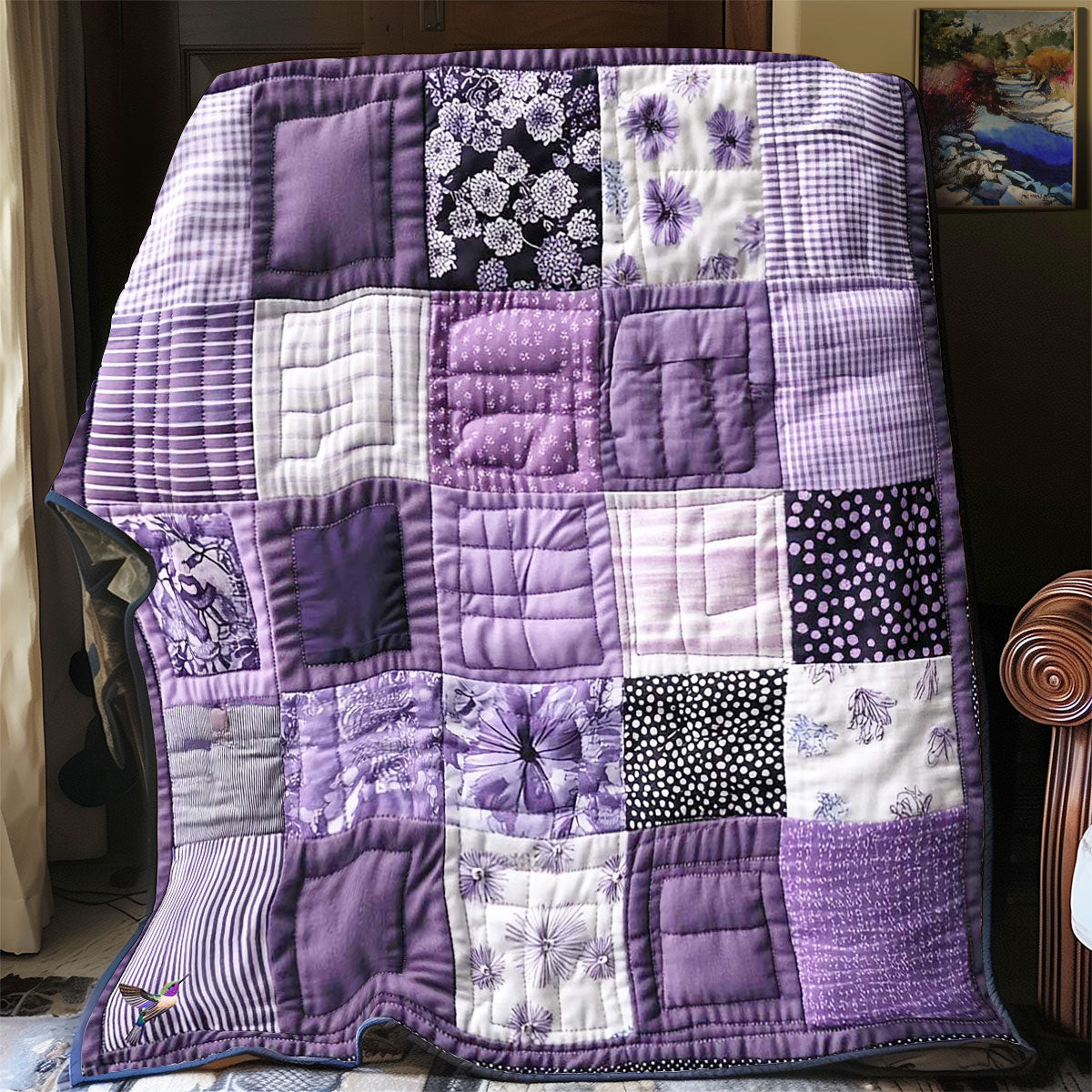 Dreamy Purple Patchwork Quilt Blanket Large Sofa Throws Perfect Mother' Day Gifts For Mom