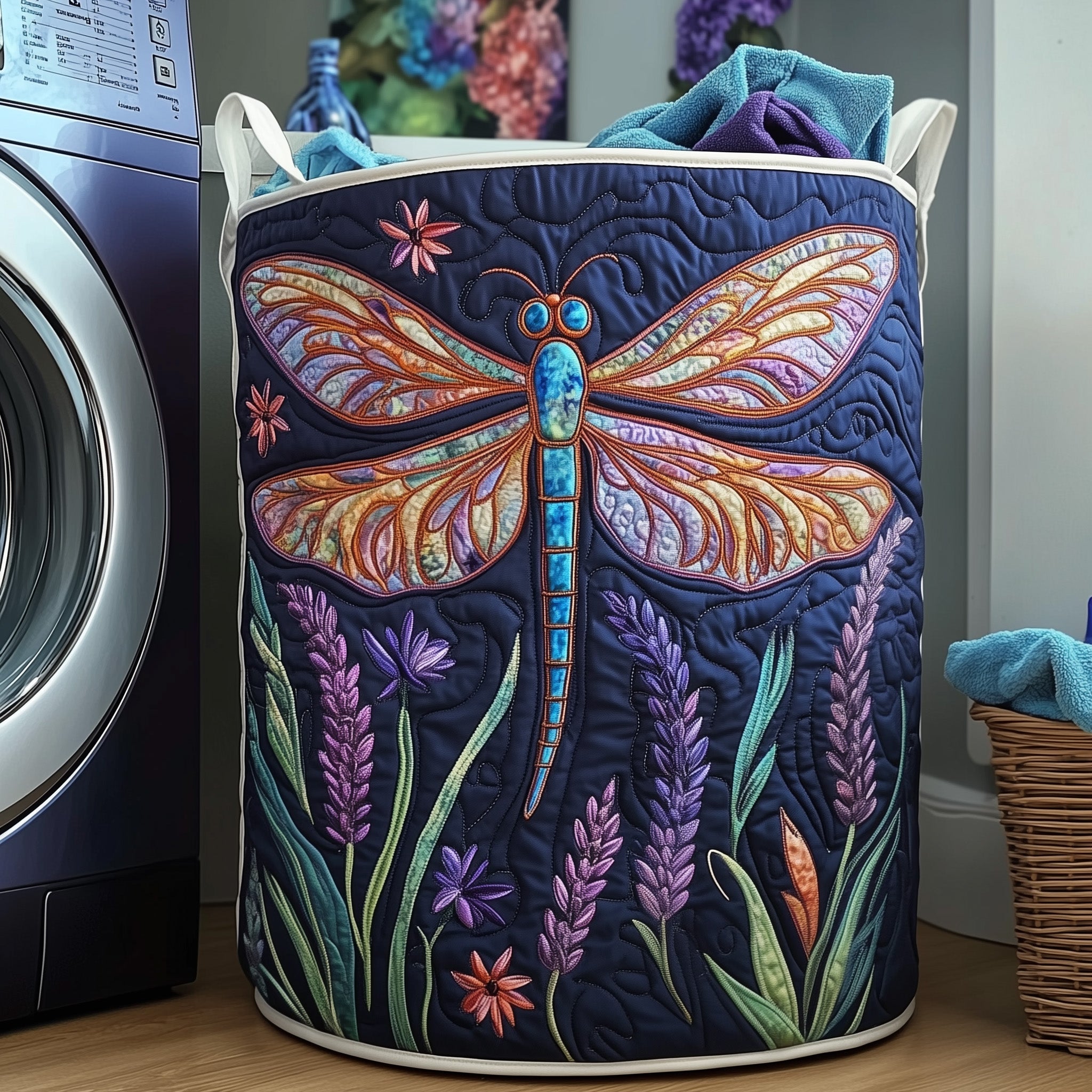 Dreamy Quilted Laundry Basket Dragonfly Gifts For Women