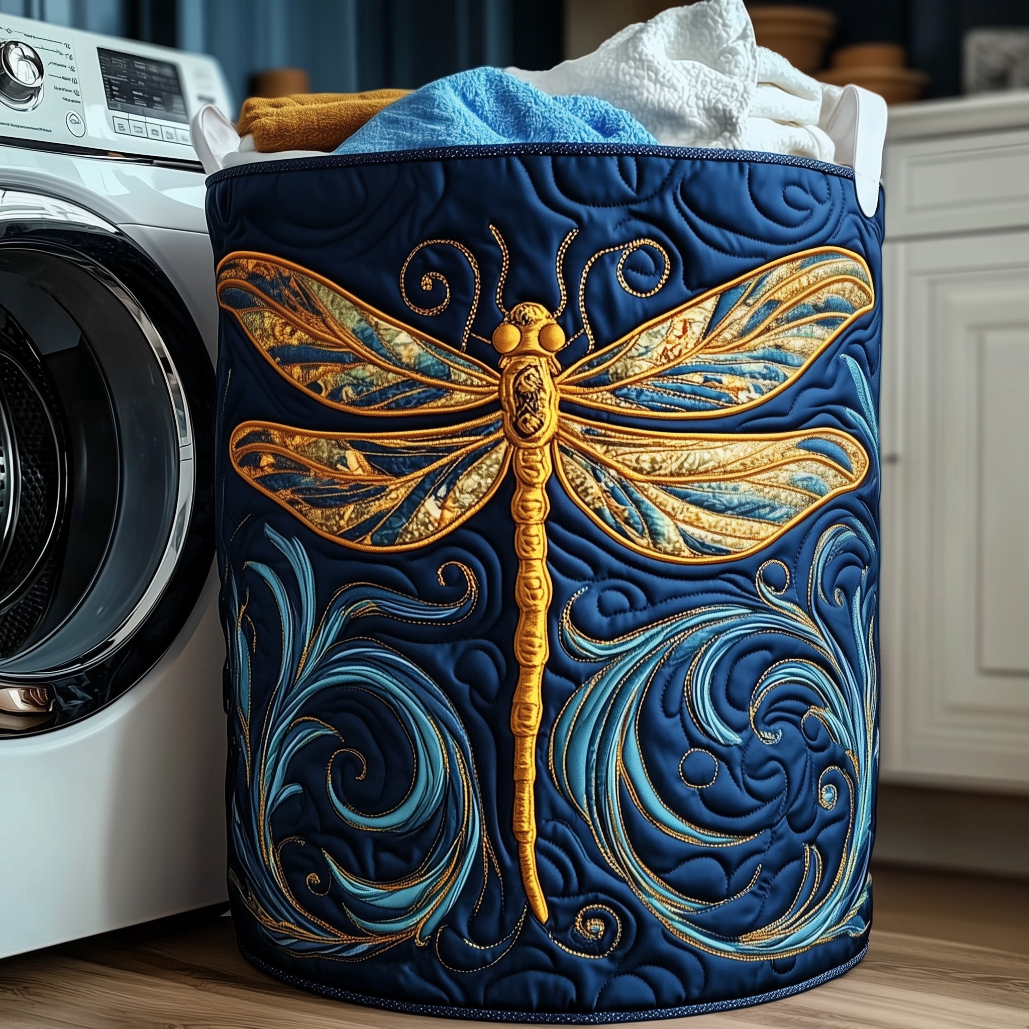 Dreamy Quilted Laundry Basket Unique Dragonfly Gifts