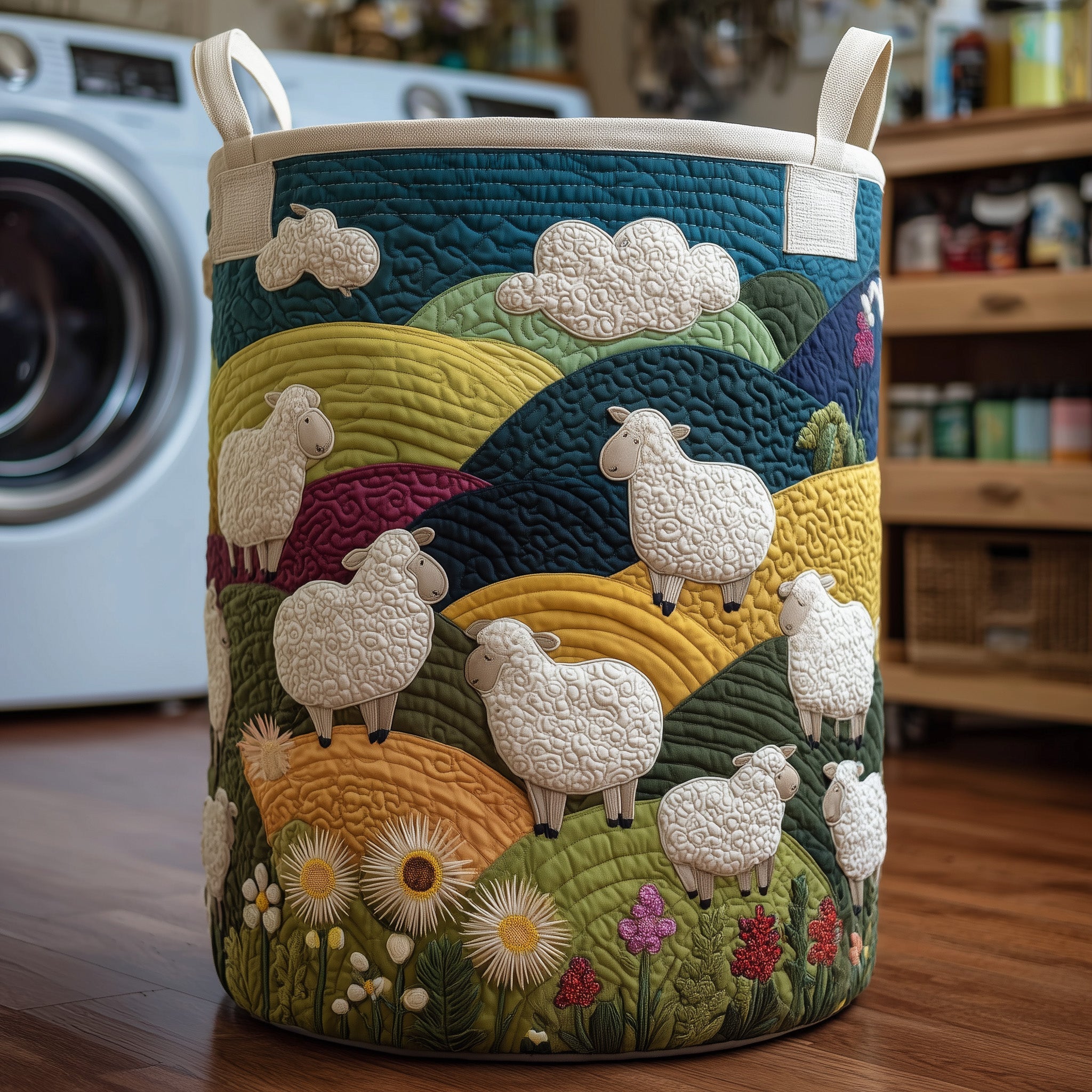 Dreamy Sheep Quilted Laundry Basket Anniversary Merch Gift