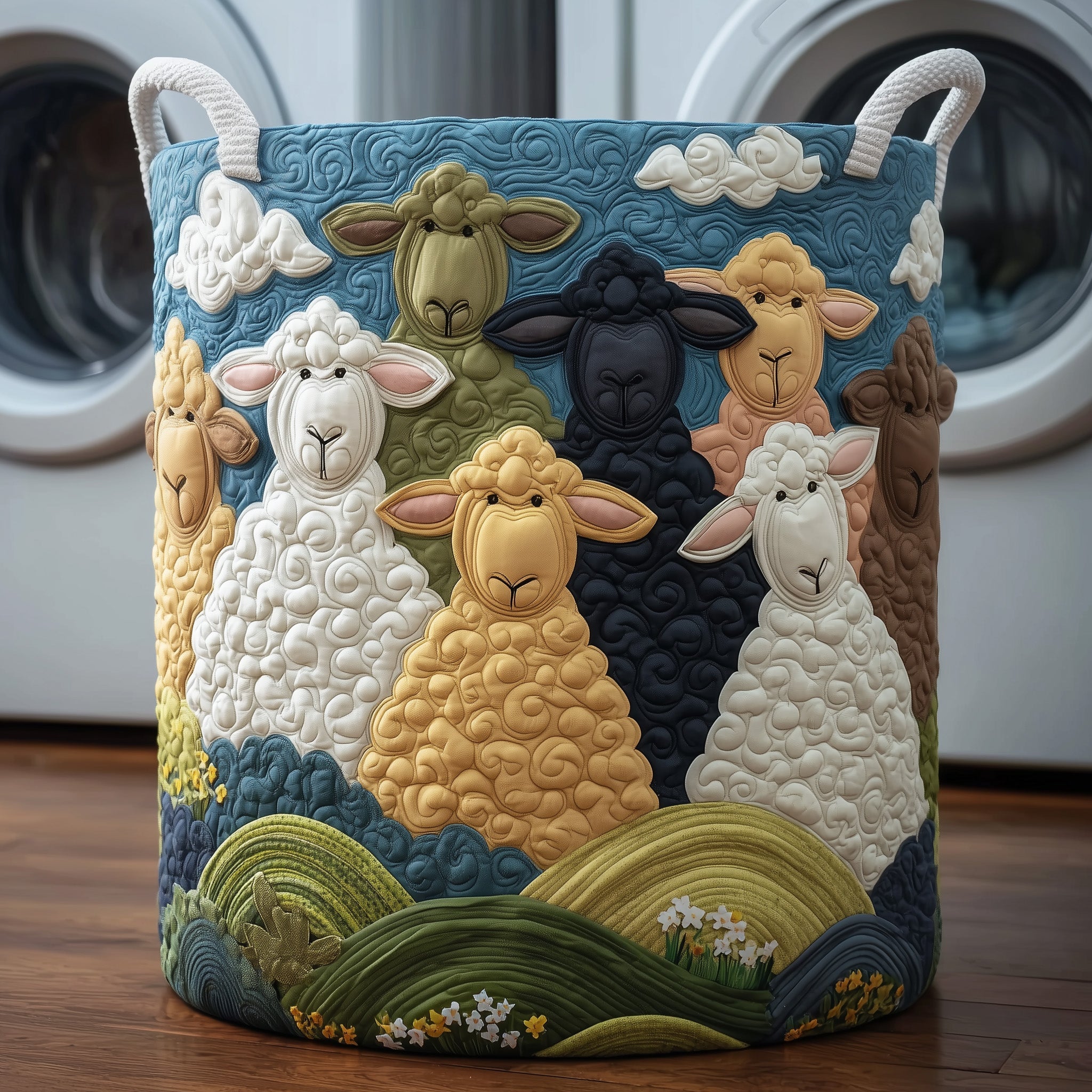 Dreamy Sheep Quilted Laundry Basket Birthday Merch Gift