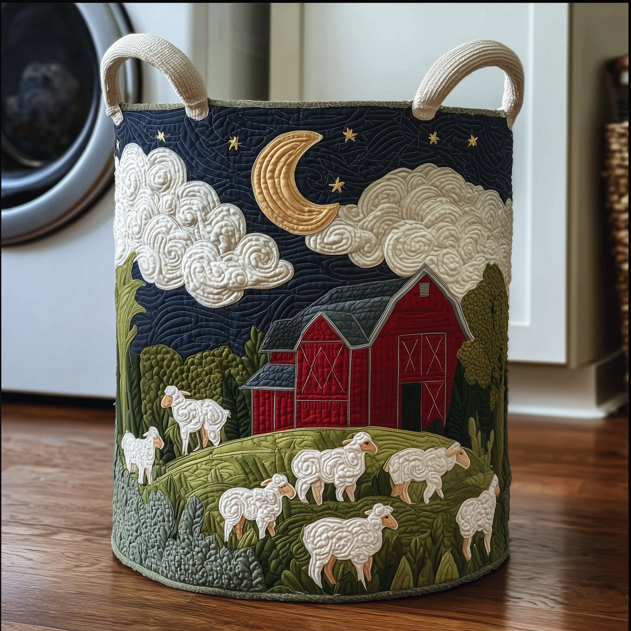 Dreamy Sheep Quilted Laundry Basket Valentine's Day Merch Gift
