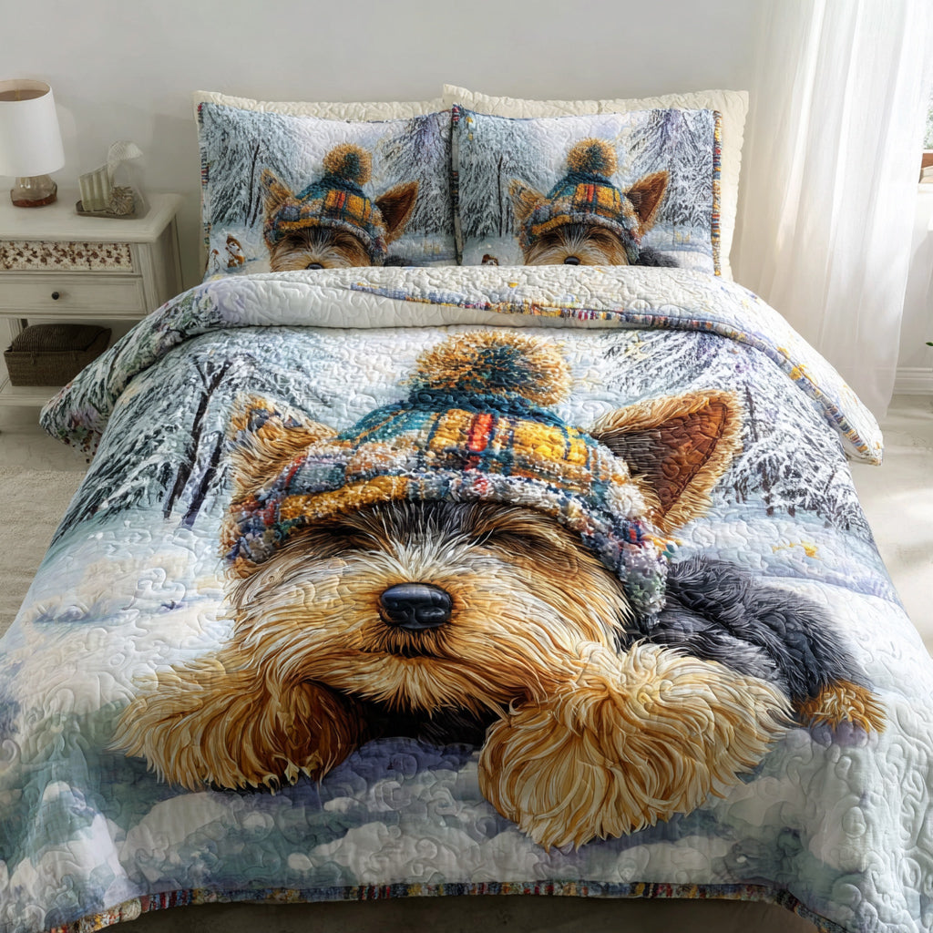 Dreamy Yorkshire Terrier Quilted Bedding Set Christmas Bedding Sets Gifts For Yorkshire Terrier Lovers