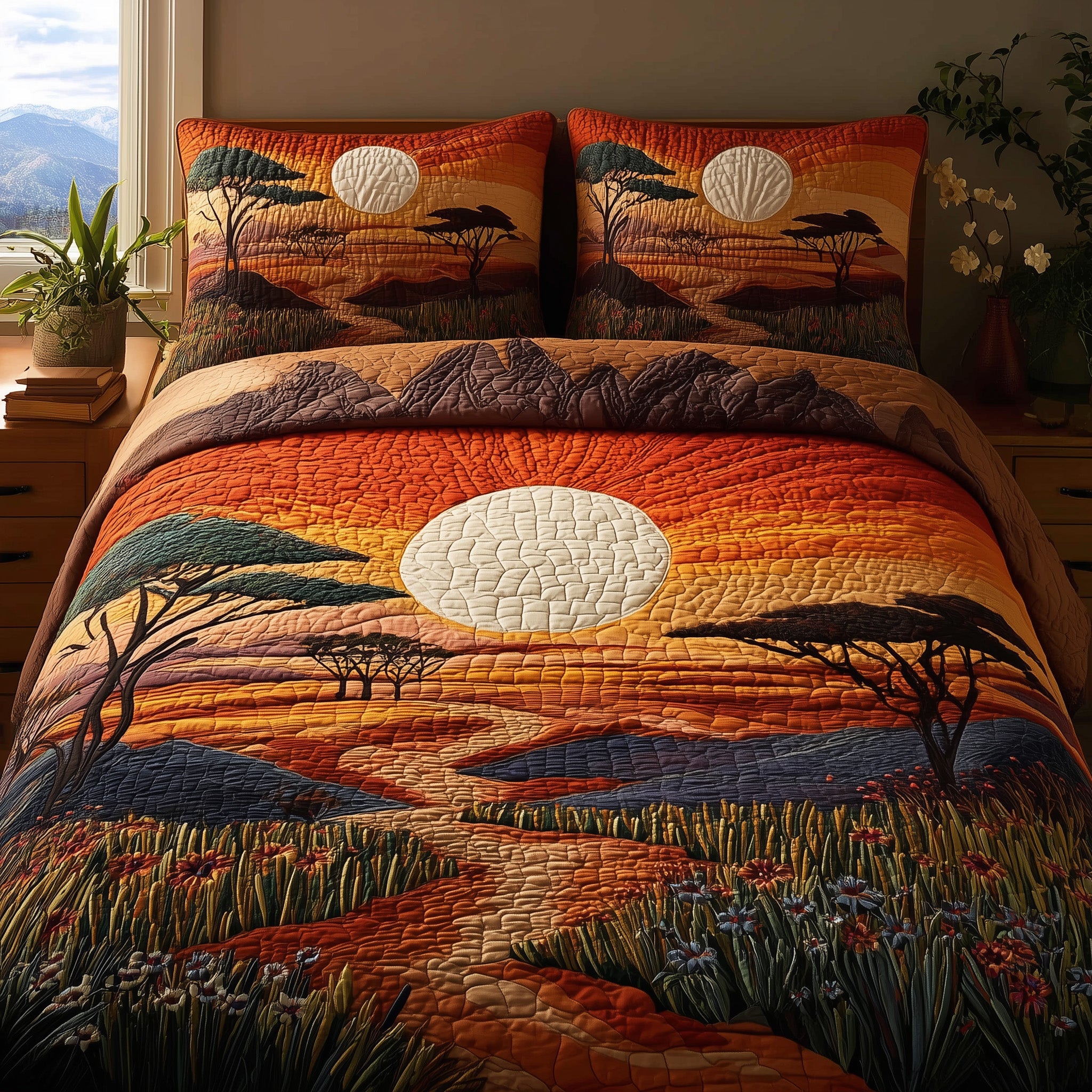 Dried Soil Motherland Quilted Bedding Set Create a Cozy Space