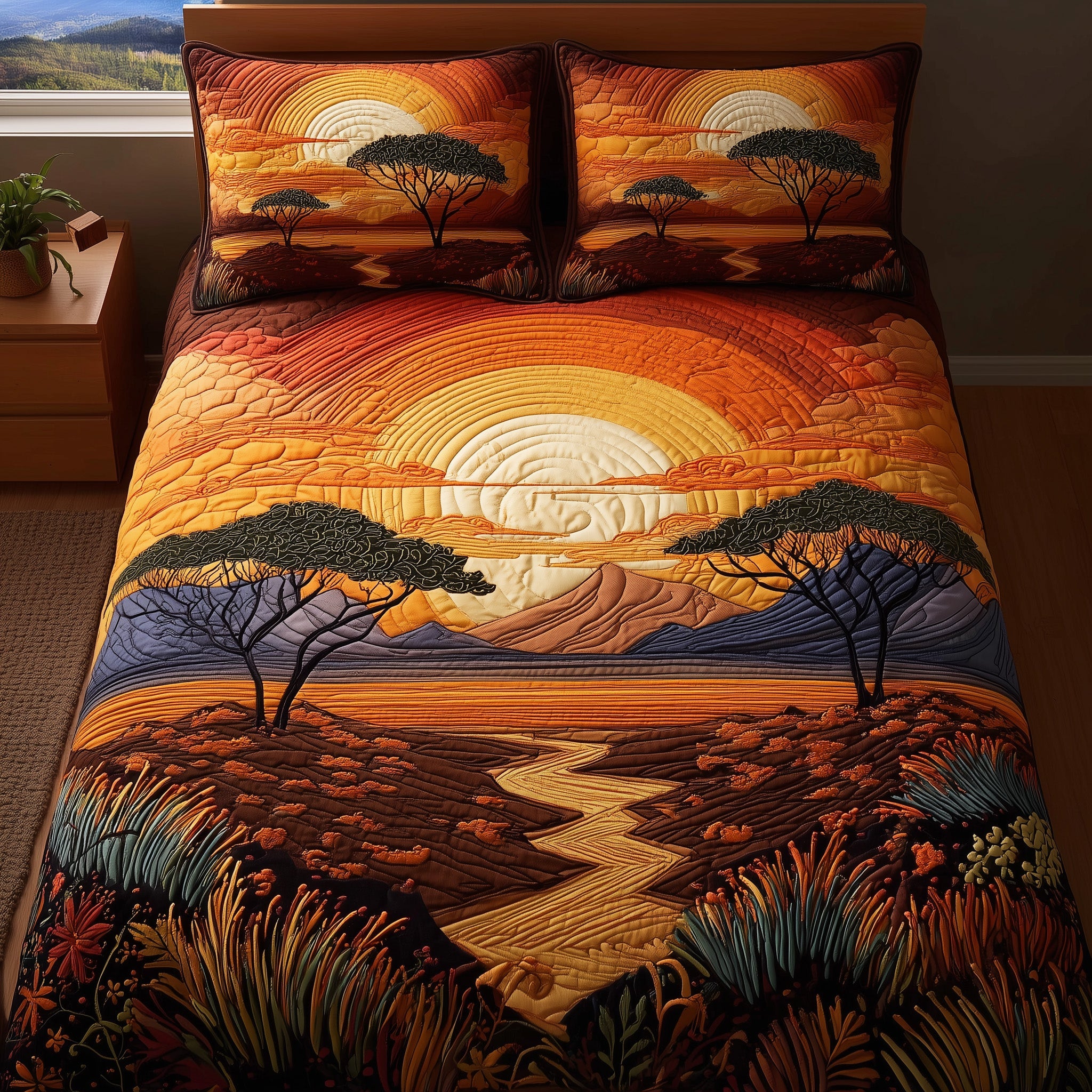 Dried Soil Motherland Quilted Bedding Set For Men