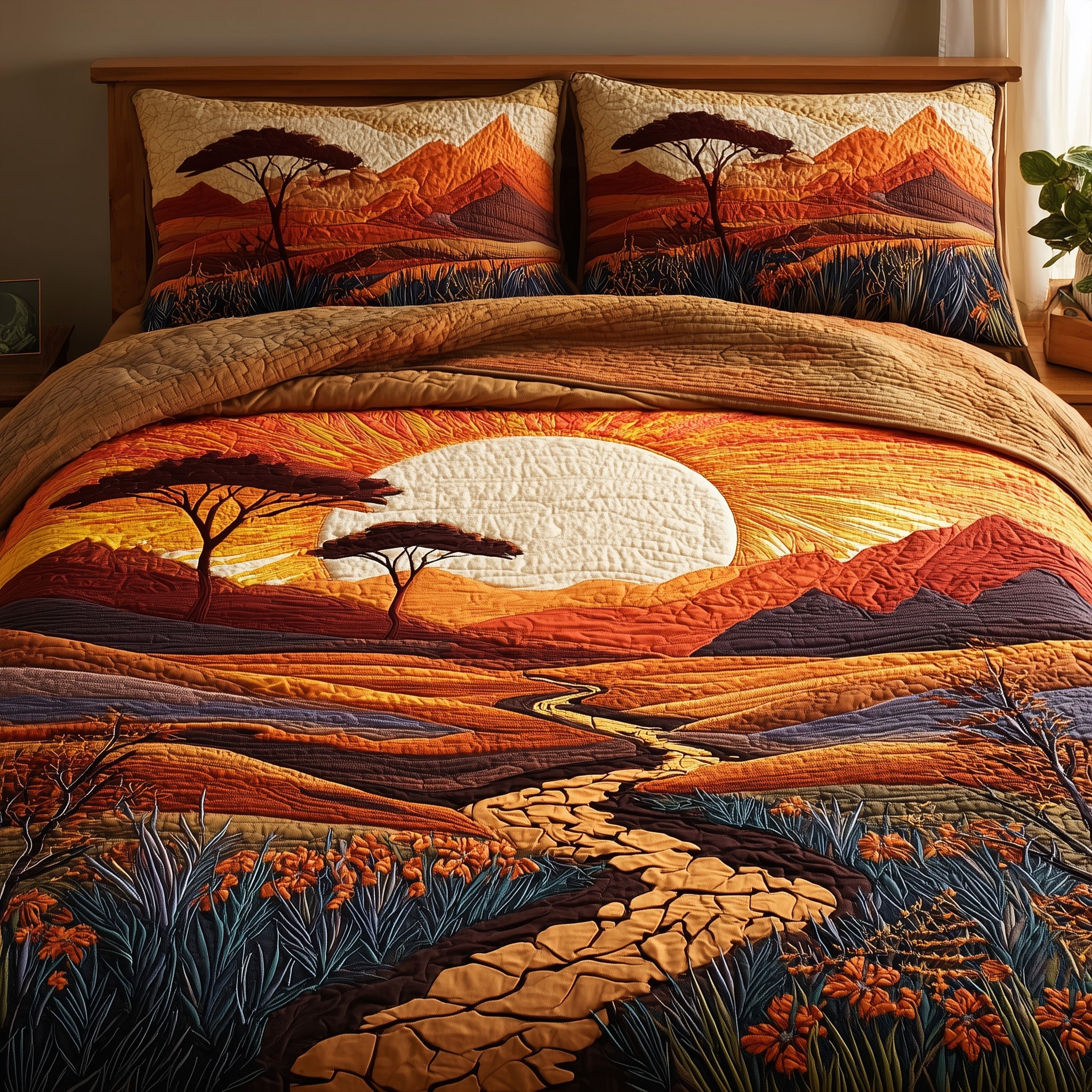 Dried Soil Motherland Quilted Bedding Set Stylish Home Decor