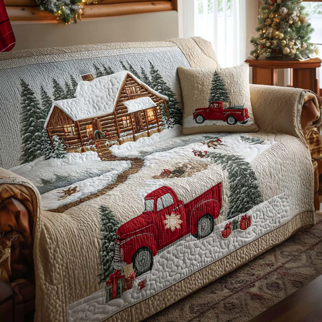Drifting Snow Quilted Sofa Cover Winter Living Room Decor Family Gift Ideas