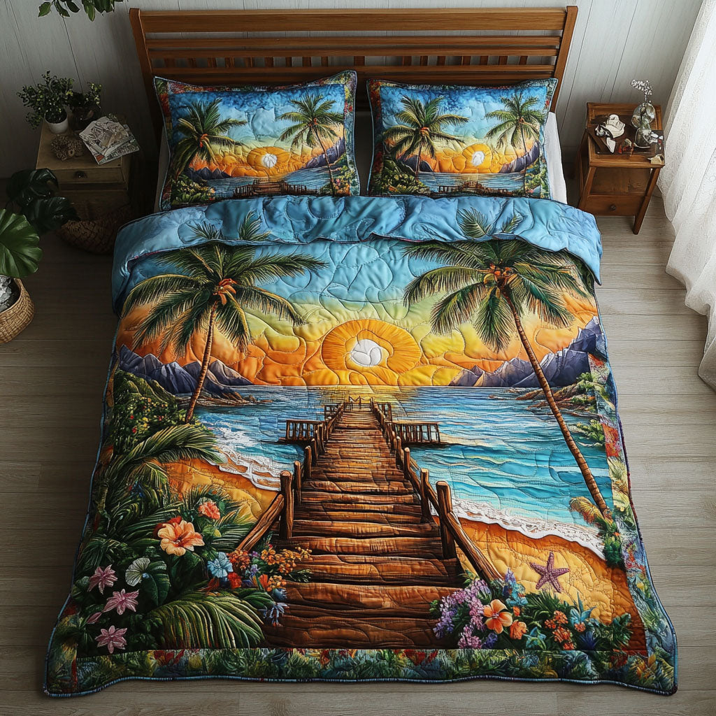 Driftwood Dreams Quilted Bedding Set Unique Bed Sheet Set Gifts For People Who Like Fishing