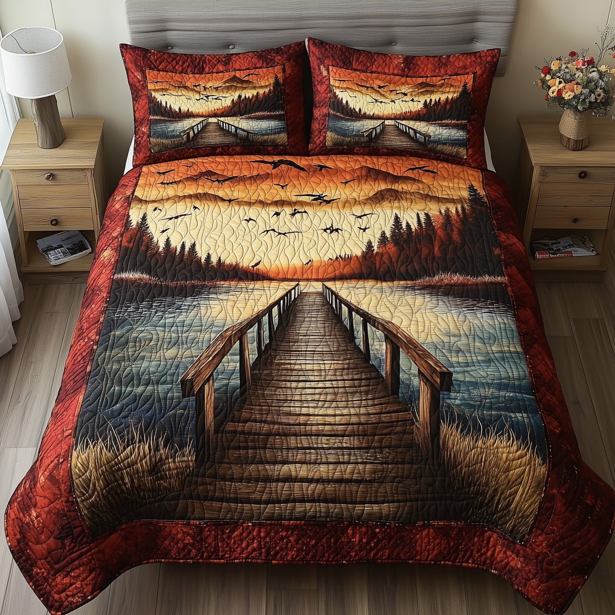 Driftwood Rest Quilted Bedding Set Duvet Cover Bedspread First Year Christmas Gifts For Boyfriend