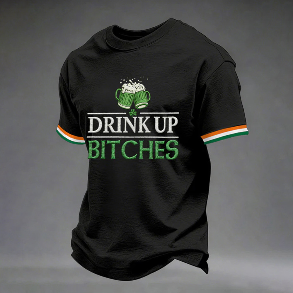 Drink Up B Saint Patrick's Day T-Shirt Beer Festival St Paddys Day Clothes Gift For Men