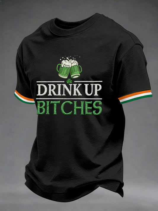 Drink Up Bitches T-Shirt Funny St Patricks Day Irish Beer Drinking Shirt Gift For Her