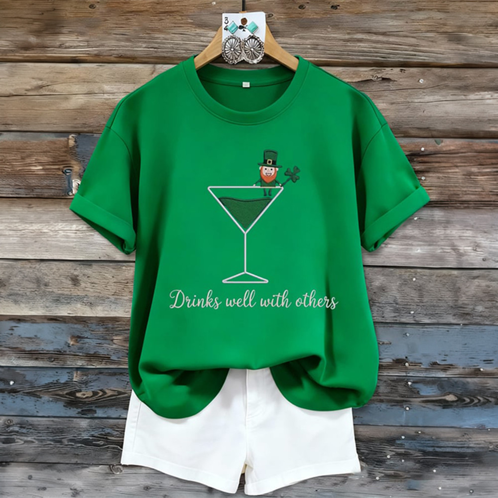 Drink Well With Others St Patrick's Day T-Shirt Saint Patrick's Day Clothes St Pats Present