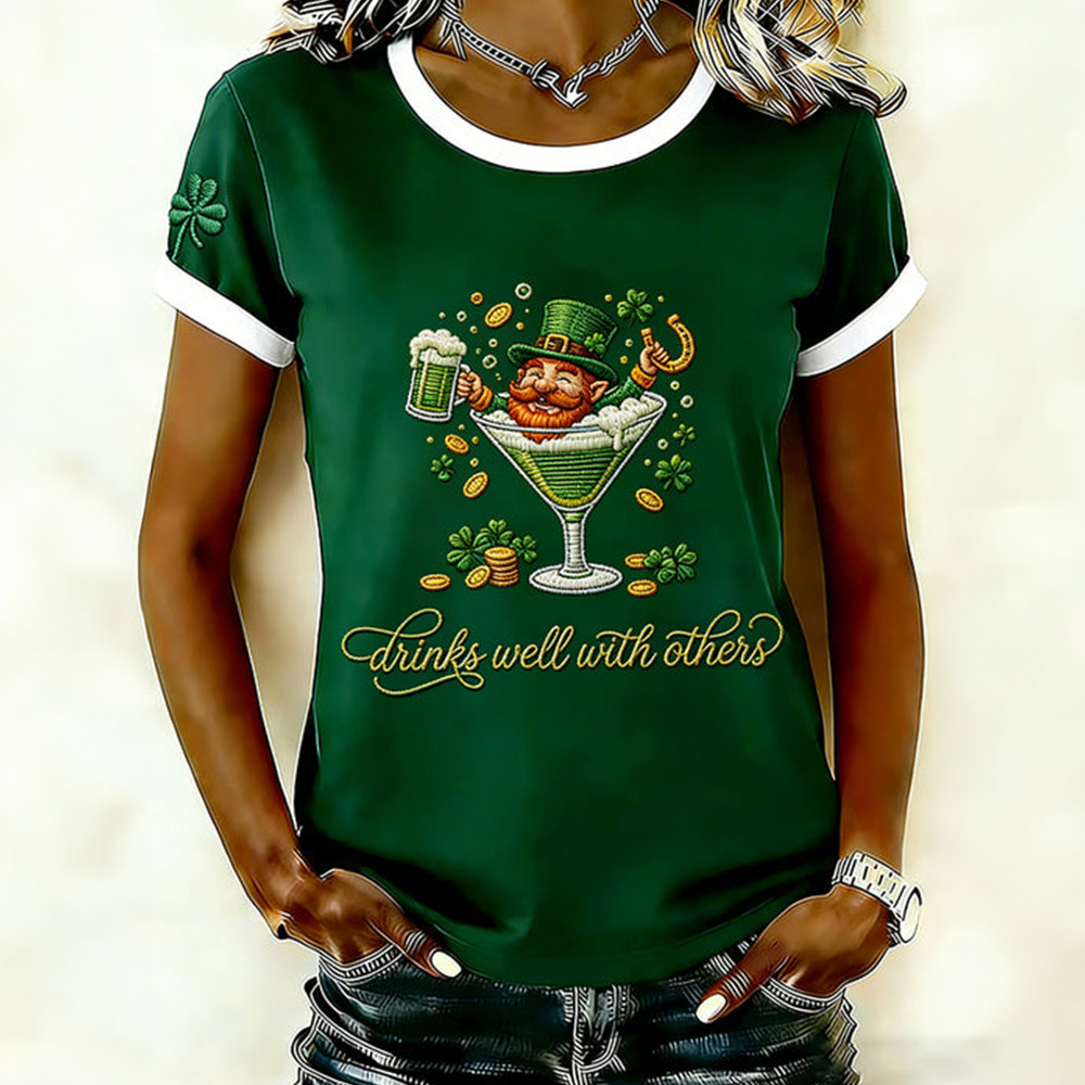Drink Well With Others T-Shirt Saint Patricks Day Clothes Funny St Patrick's Day Gift