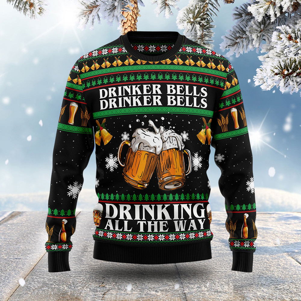 Drinker Bells Drinking All The Way Ugly Christmas Sweater Winter Clothing Best Gifts For Xmas