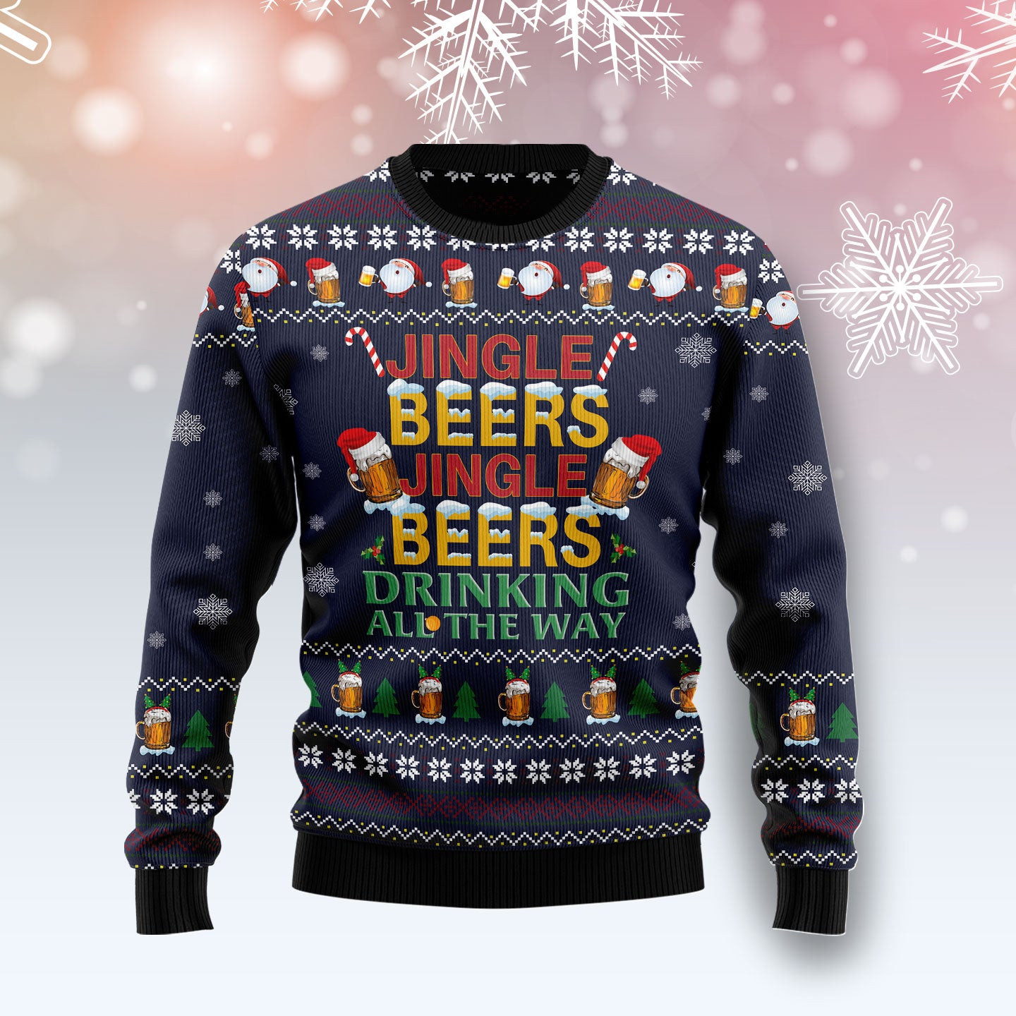 Drinking Beer All The Way  Ugly Christmas Sweater