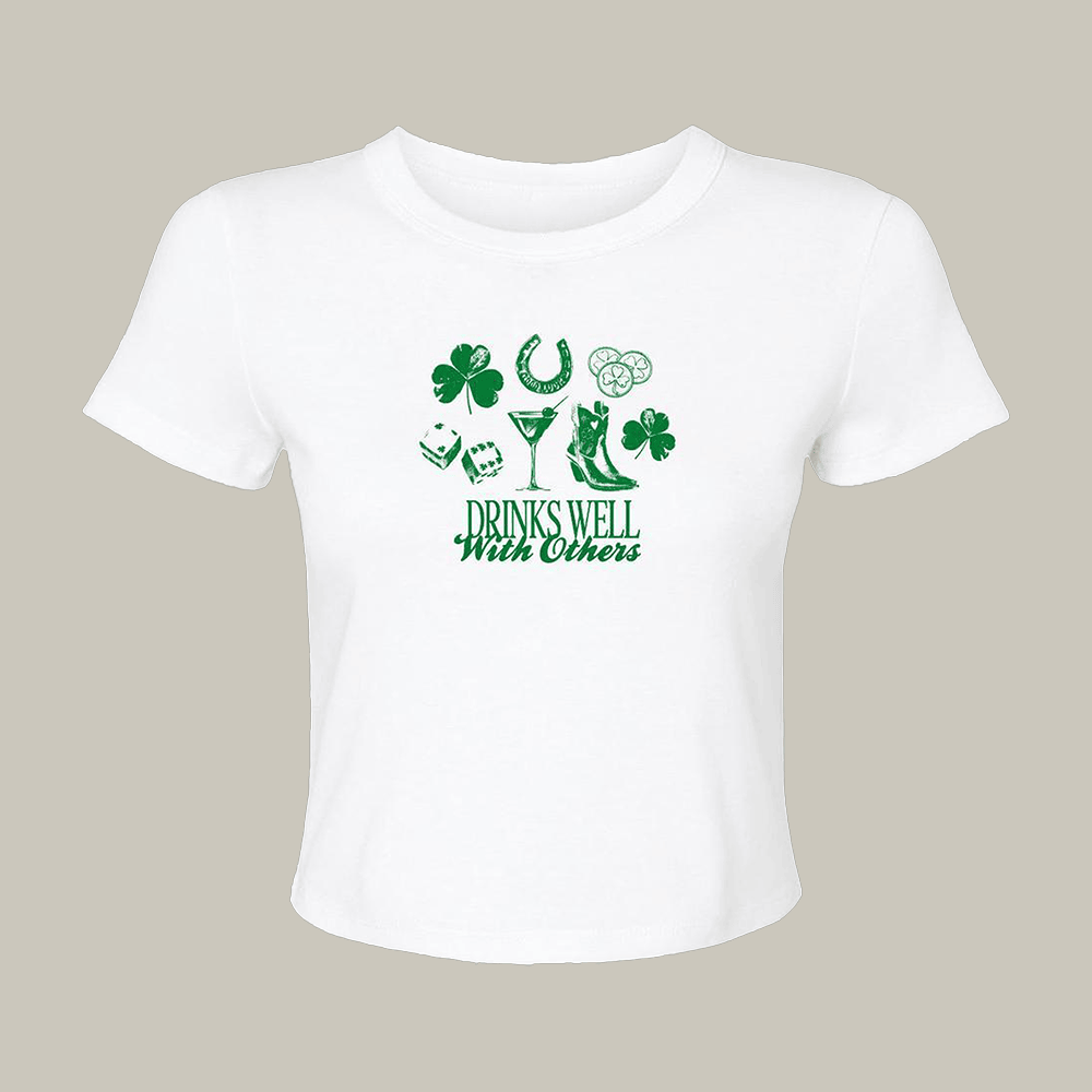 Drinks Well With Others Barstool Sports Baby Tee Saint Patrick's Day 2026 Shirt Cool Gift For Her