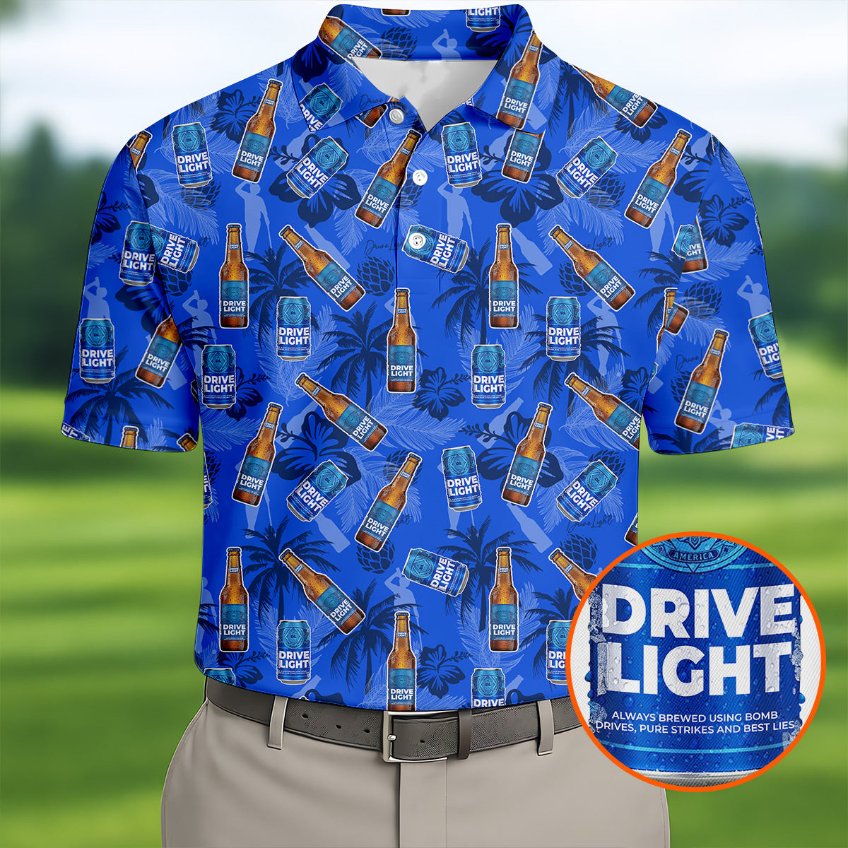 Drive Light Golf And Beer Tropical Pattern Polo Shirt Best Golf Clothing Father's Day Gift