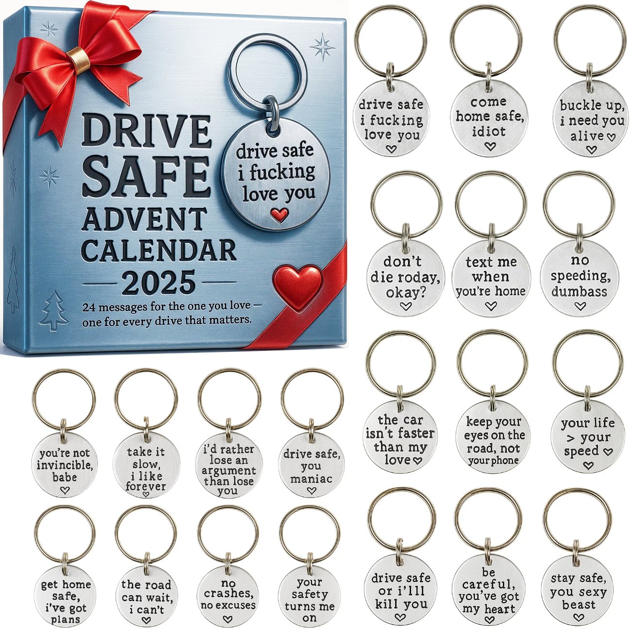 Drive Safe Keychain Advent Calendar 2025 Christmas Decor Cool Advent Calendar Gifts For Drivers