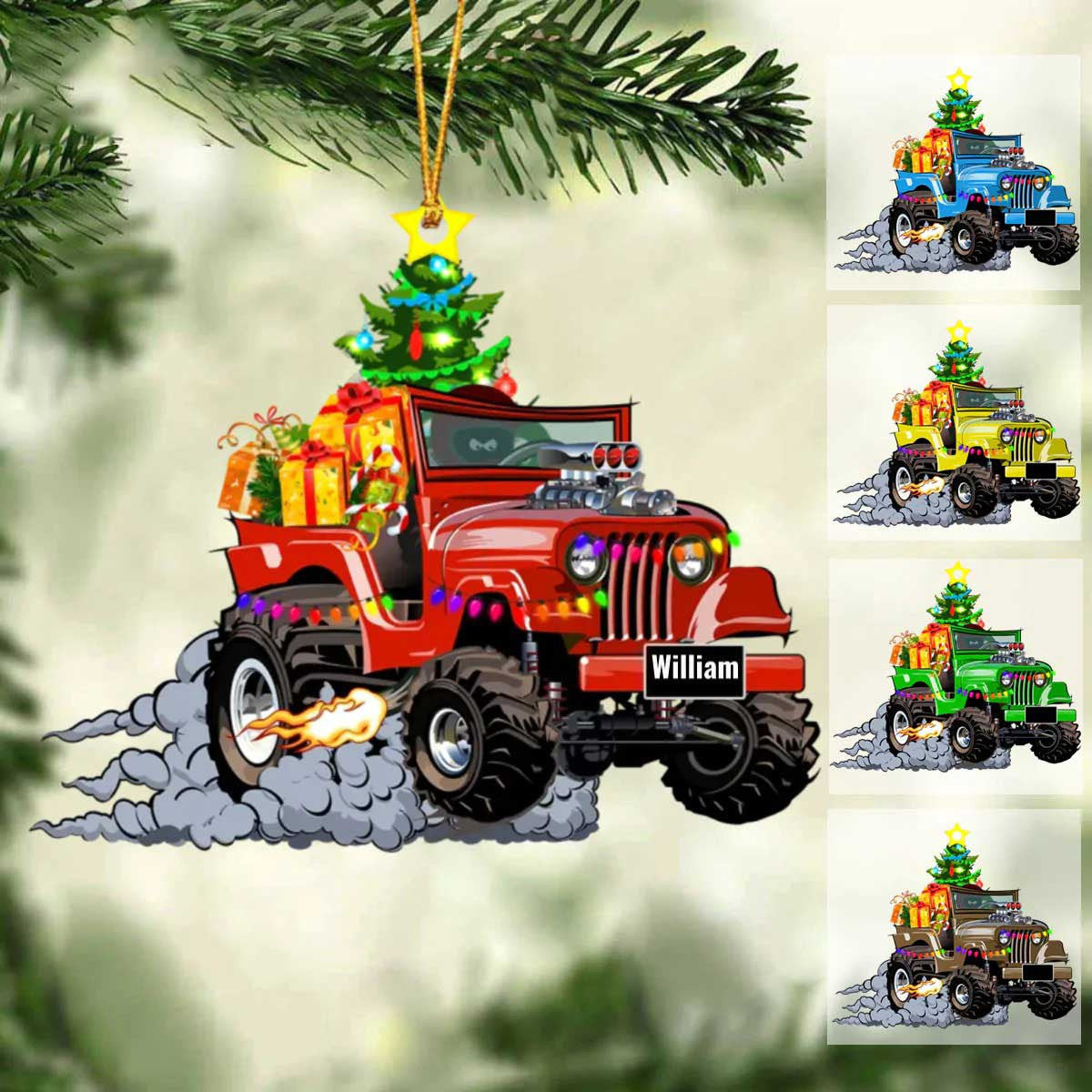 Driving The Jee At Christmas Personalized Cut Ornament Gift For Jee Lover