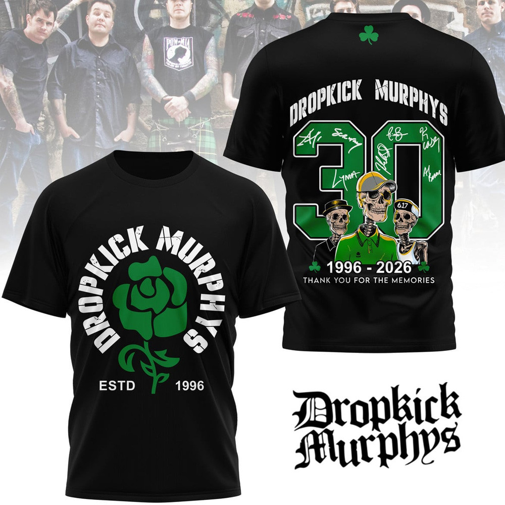 Dropkick Murphys 30th Anniversary 1996 2026 Thank You For The Memories T-Shirt Murphys Merch