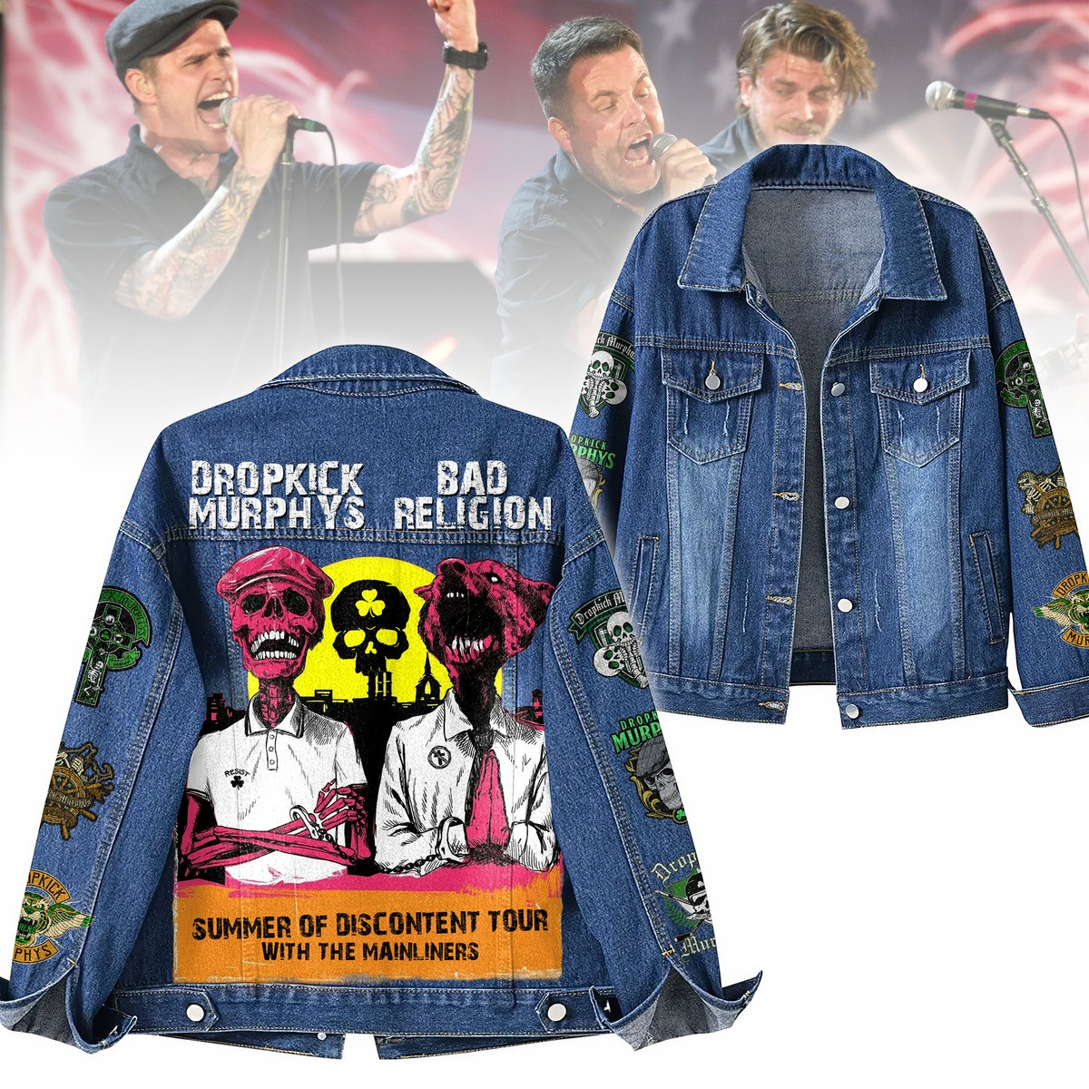 Dropkick Murphys Bad Religion Summer Of Discontent Tour With The Mailines Tour Denim Jacket Gift For Concert Lover