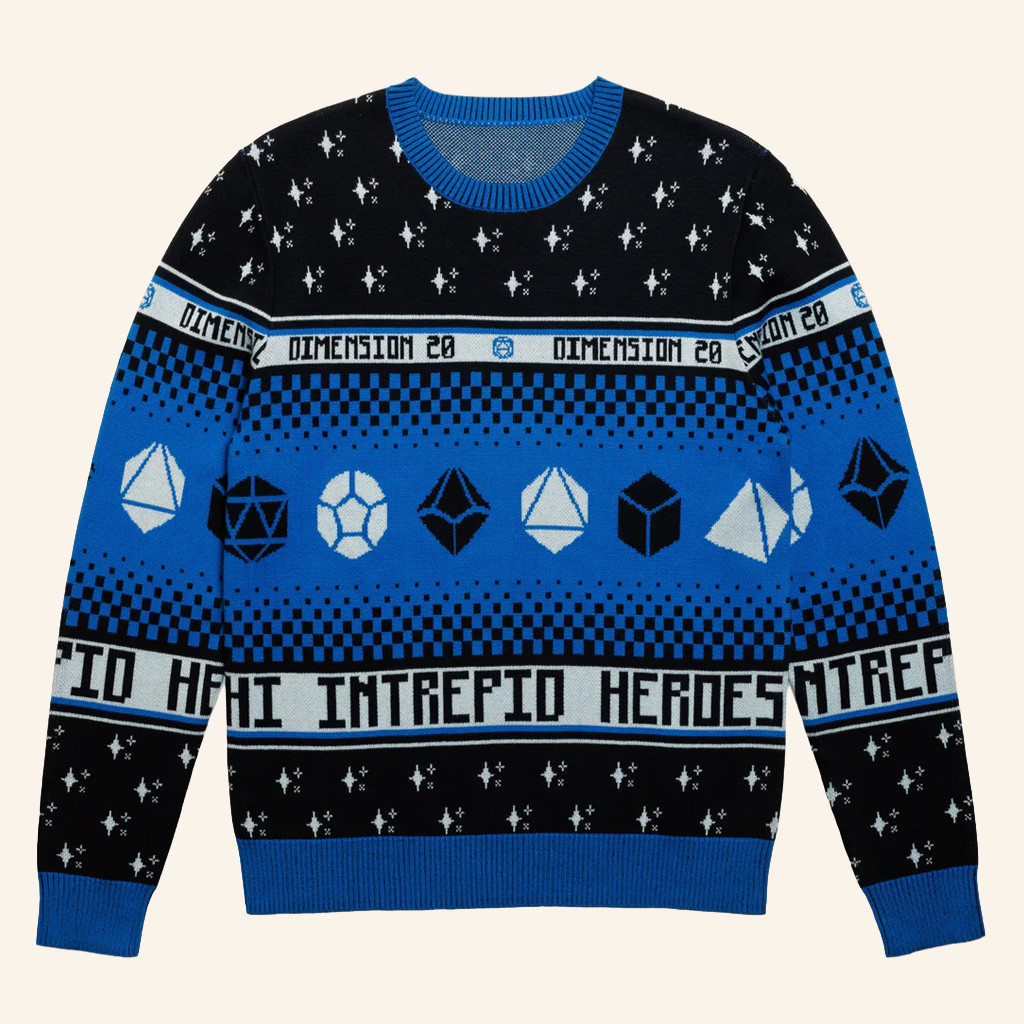Dropout TV Merch Dimension 20 Sweater Husband Christmas Gift Ideas