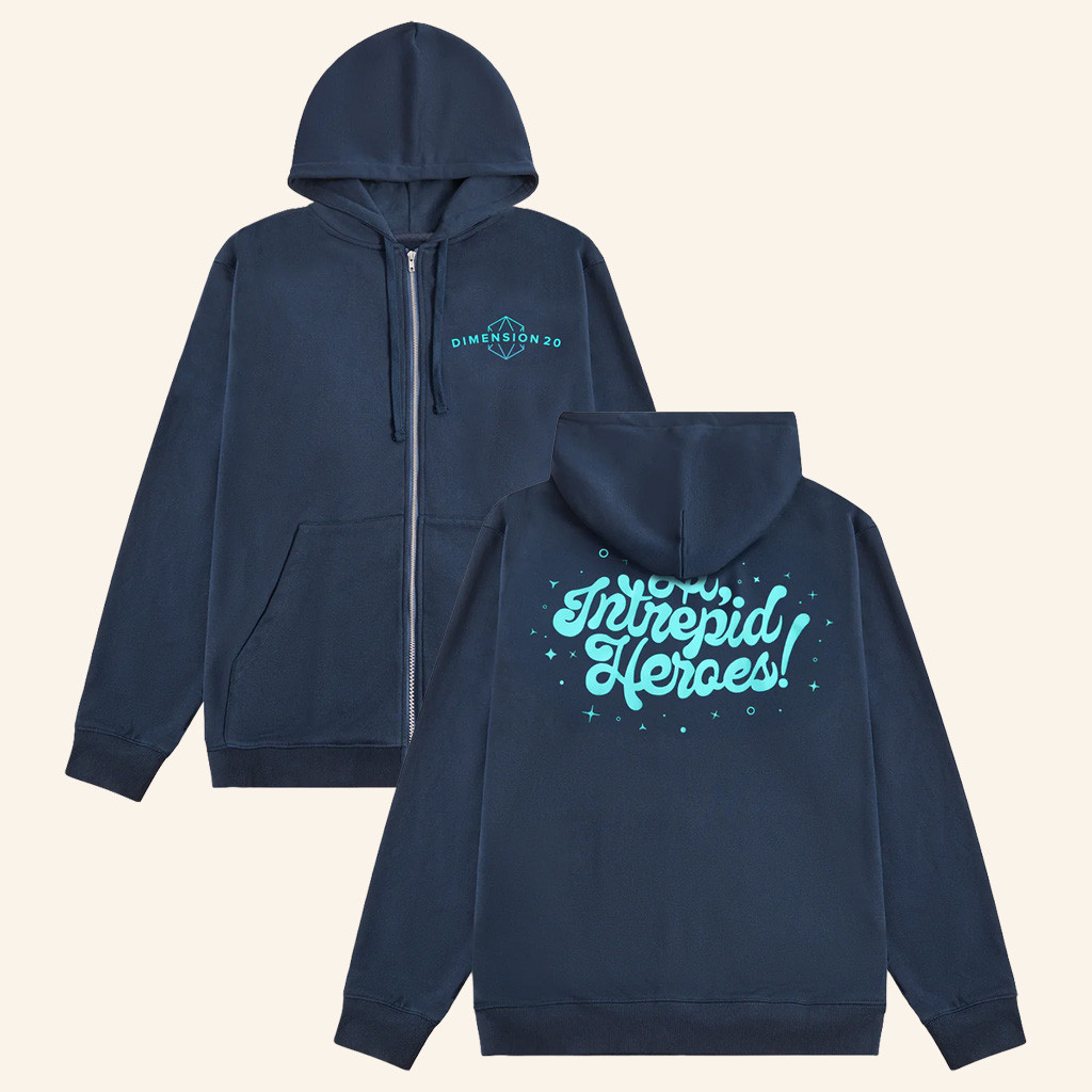 Dropout TV Merch Hi Intrepid Heroes Zip Up Hoodie Dimension 20 Hoodie Gifts For Friend