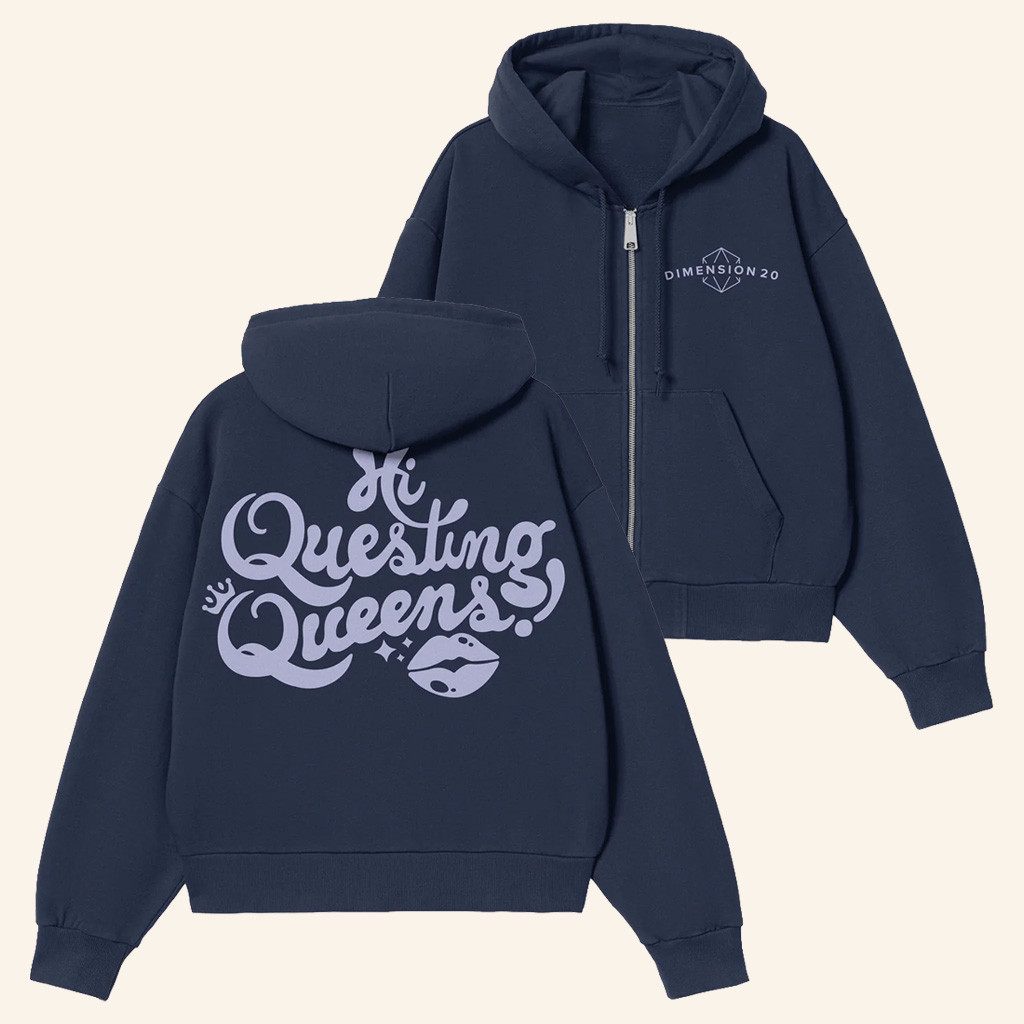 Dropout TV Merch Hi Questing Queens Dimension 20 Logo Zip Hoodie Christmas Ideas For Husband