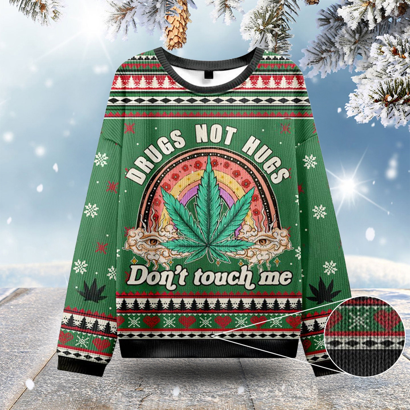 Drugs Not Hugs Don'T Touch Me Ugly Christmas Sweatshirts Crazy Xmas Sweaters Gifts For Son