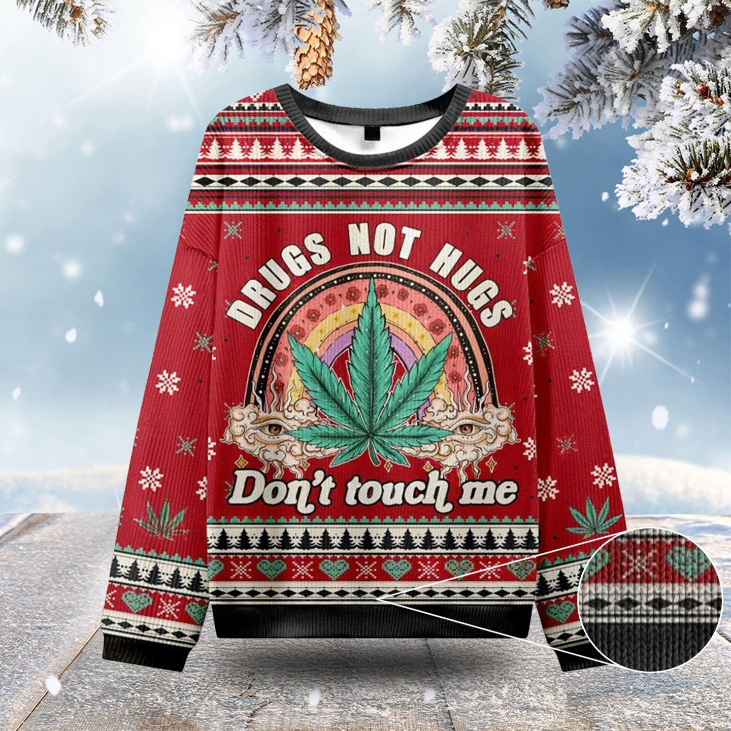 Drugs Not Hugs Ugly Christmas Sweatshirts Ugly Holiday Sweater Gifts For Daughter