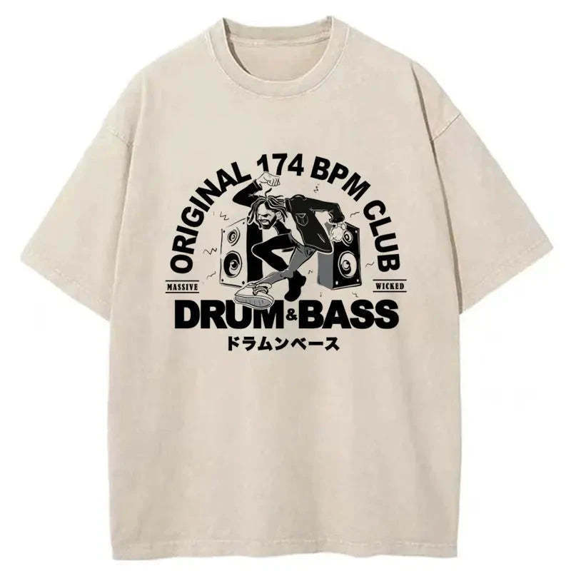 Drum&Bass Japan Washed T-Shirt Funny Aesthetic Trendy Apparel Gifts For Him