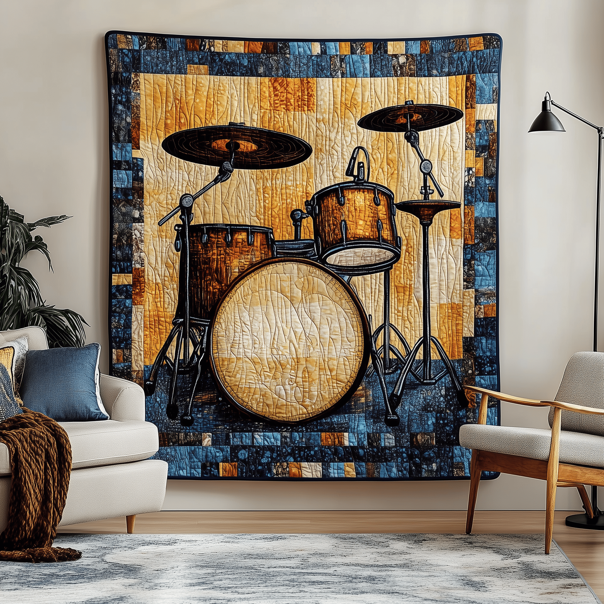 Drum Lover Quilted Blanket Christmas Throw Blanket Xmas Gift for Drum Lovers